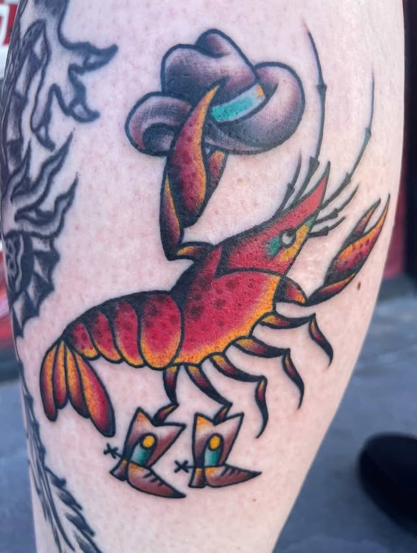 More fun ones like this cowboy Crawdad please! 
Tattoo by Tanner Paige 🦞

For appointments, please DM @tattooingbytanner directly 
#walkinswelcome #tannerpaigetattoos 

.
.
.
.
.
.
.
#lastchancetattoo #lasvegas #lasvegastattooers #lasvegastattooarti