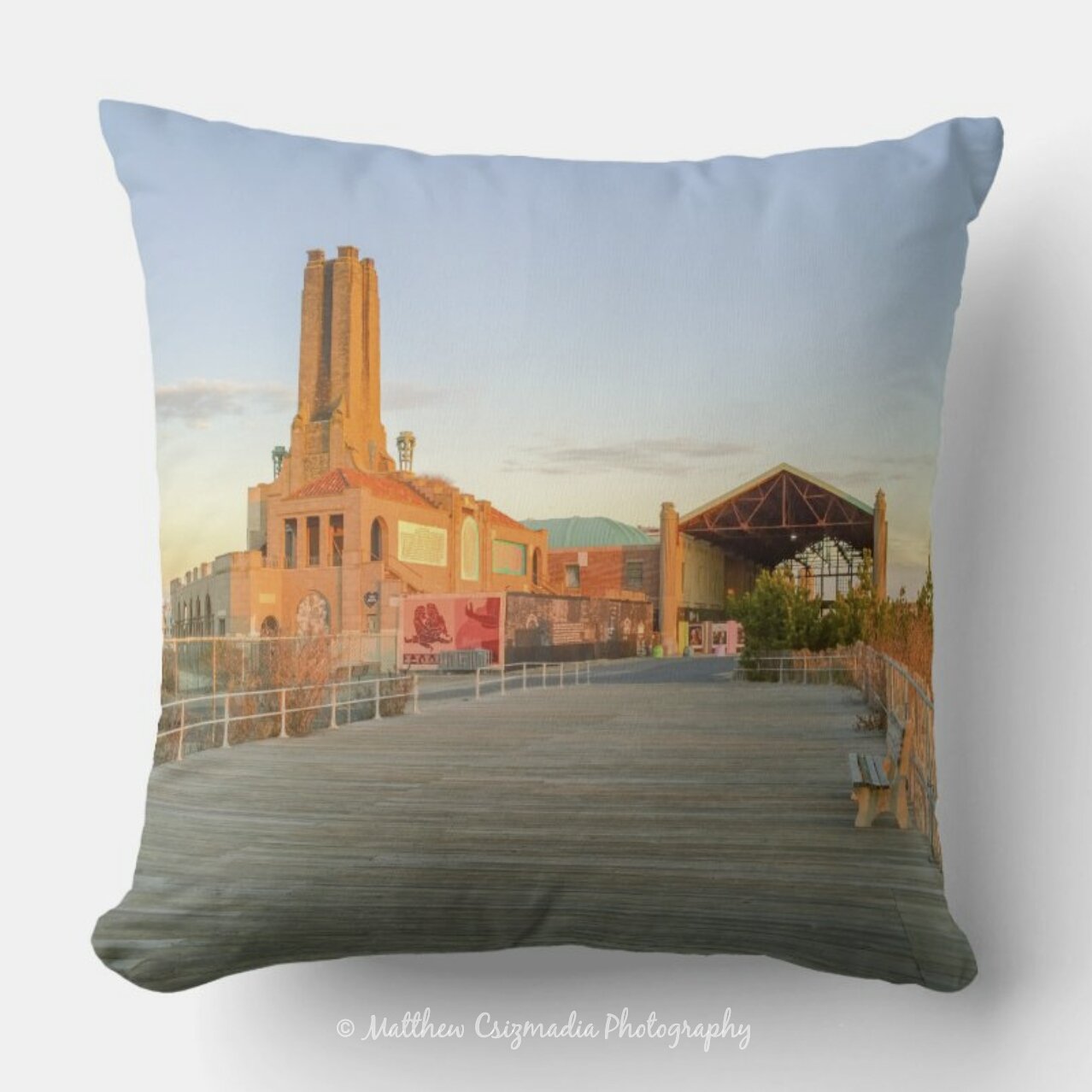 GoldenHourInAsburyParkThrowPillowWM.jpg