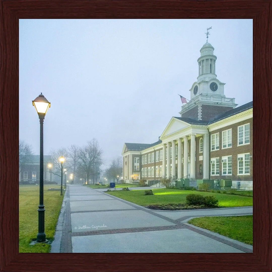 TCNJ's Green Hall on a Foggy Evening