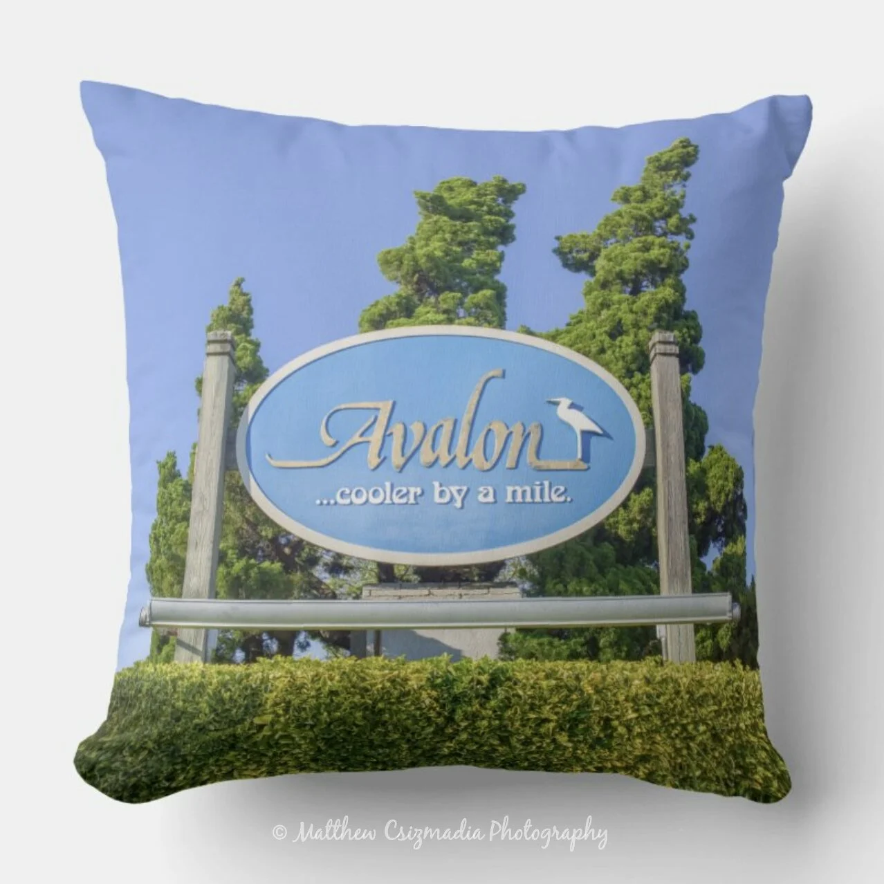 WelcomeToAvalonIsCoolerByMileSignThrowPillowWM.jpg
