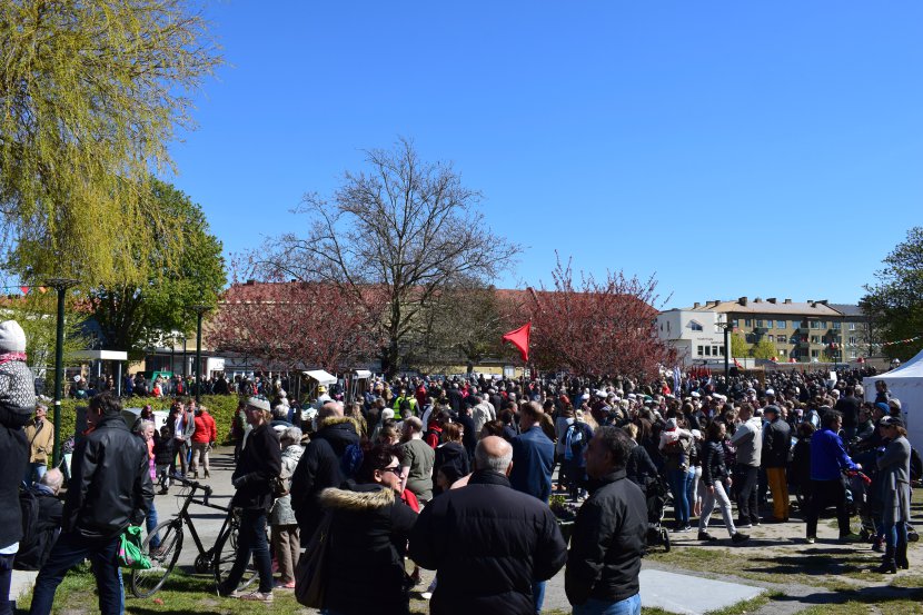Malmö on the Labour Day: and so many people were in Folketspark, the final gathering point