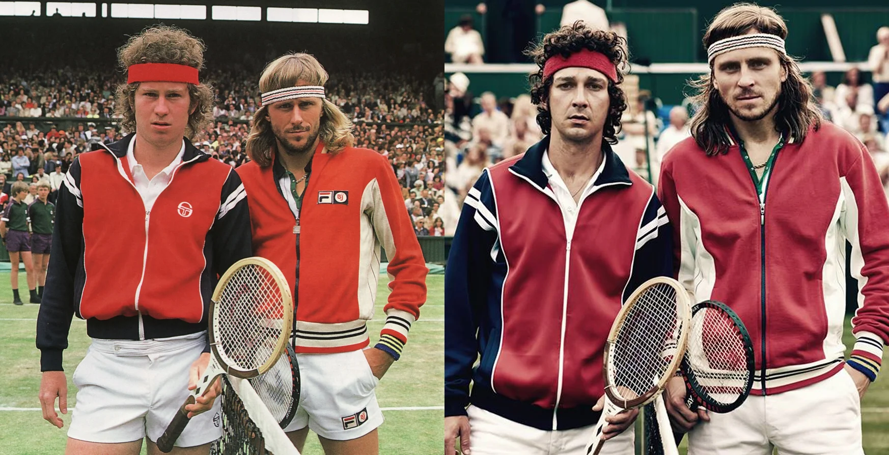 source: www.controlforever.com; John McEnroe and Björn Borg with their impersonators Sverrir Gudnason and Shia LeBeouf and Sverrir Gudnason