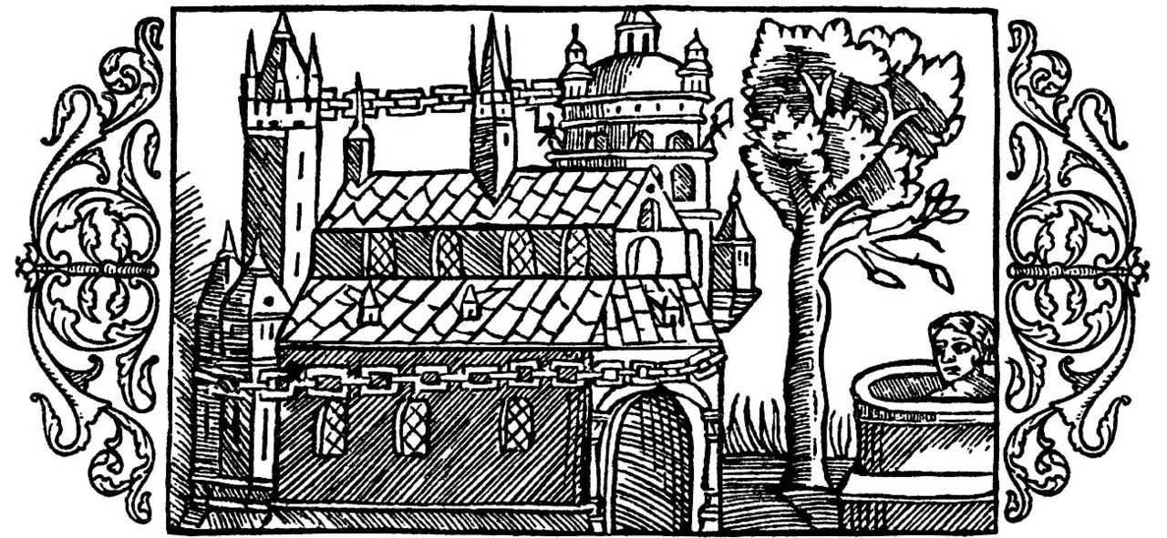Uppsala Temple according to Adam of Bremen, drawing from Olaus Magnus’s Historia de Gentibus Septentrionalibus, 1555