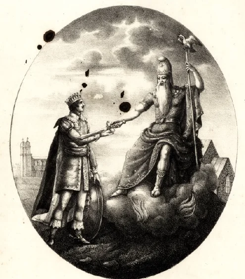 Prince Oscar receives a sword from Odin