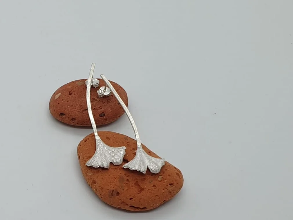 Arracades Ginkgo de plata