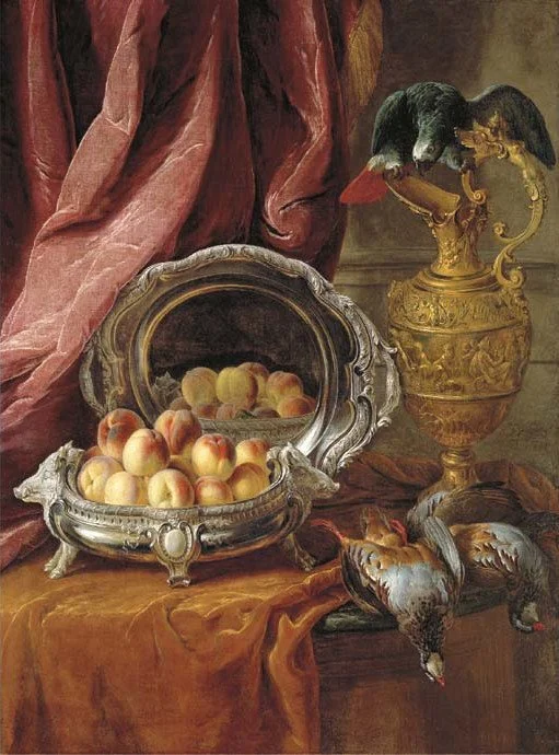 Francois Desportes - Silver Tureen with Peaches