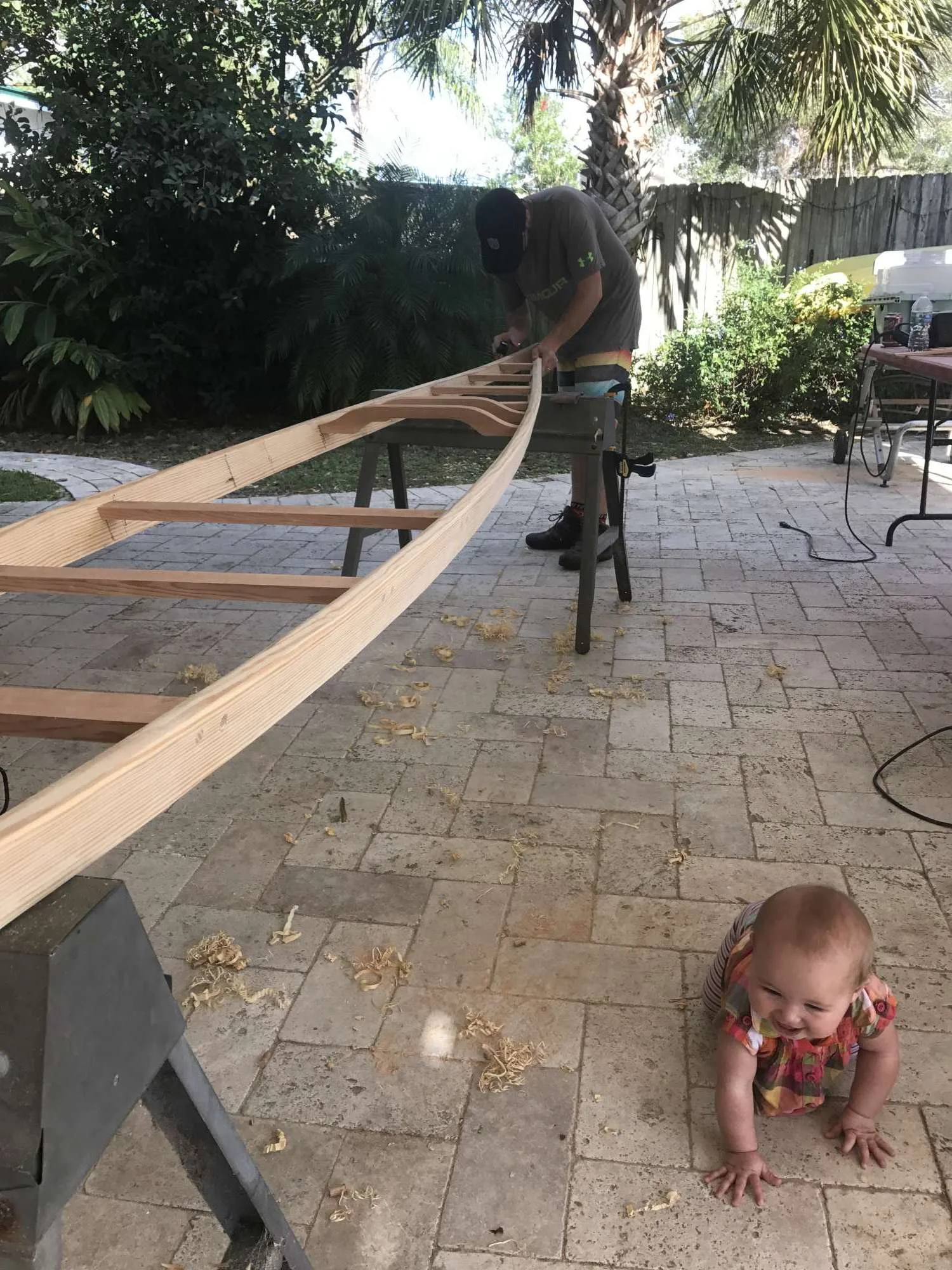 Shaping and planing the gunwales.