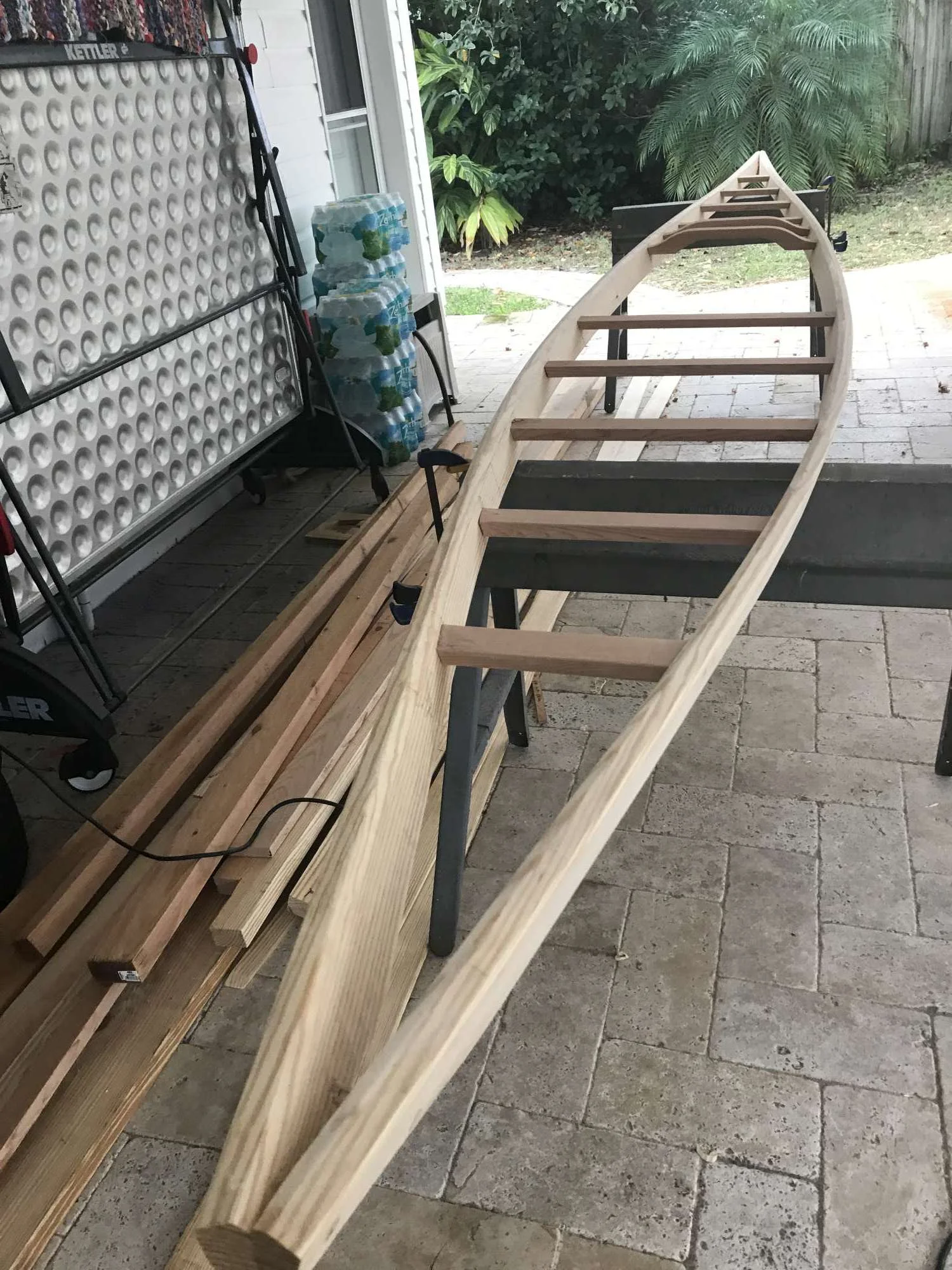 The frame lashed and dowelled together. No screws or metal fasteners were used.