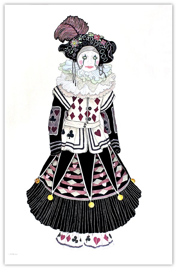 6. Lady Clown  |  60” x 40”  |  Mixed Media on Arches  Paper