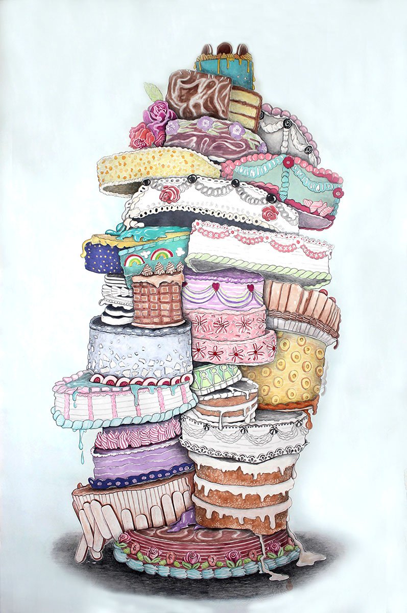 1.  CAKE STACK | 60" x 40" | Mixed Media on Arches Paper