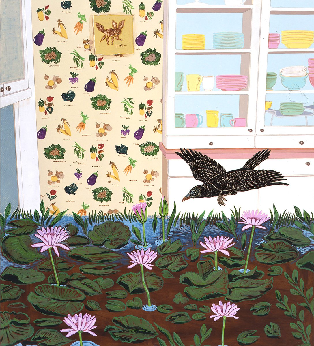 6.  Crow in Kitchen | 50" x 40" | Acrylic on Arches Paper