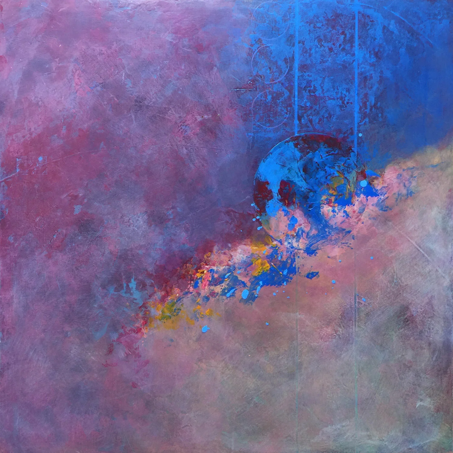 NEBULAE Uncertainty is like a mist — it obscures and confuses action. Yet choices must be made as we move through life, and we can only guess the "what might have been" of another choice, so move on with love and trust, and yes, hope. 24 x 24" | Acrylic on Board | $1600