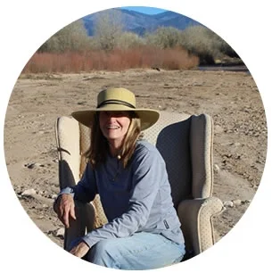 Marianne in the arroyo behind her studio in Jaconita, New Mexico.
