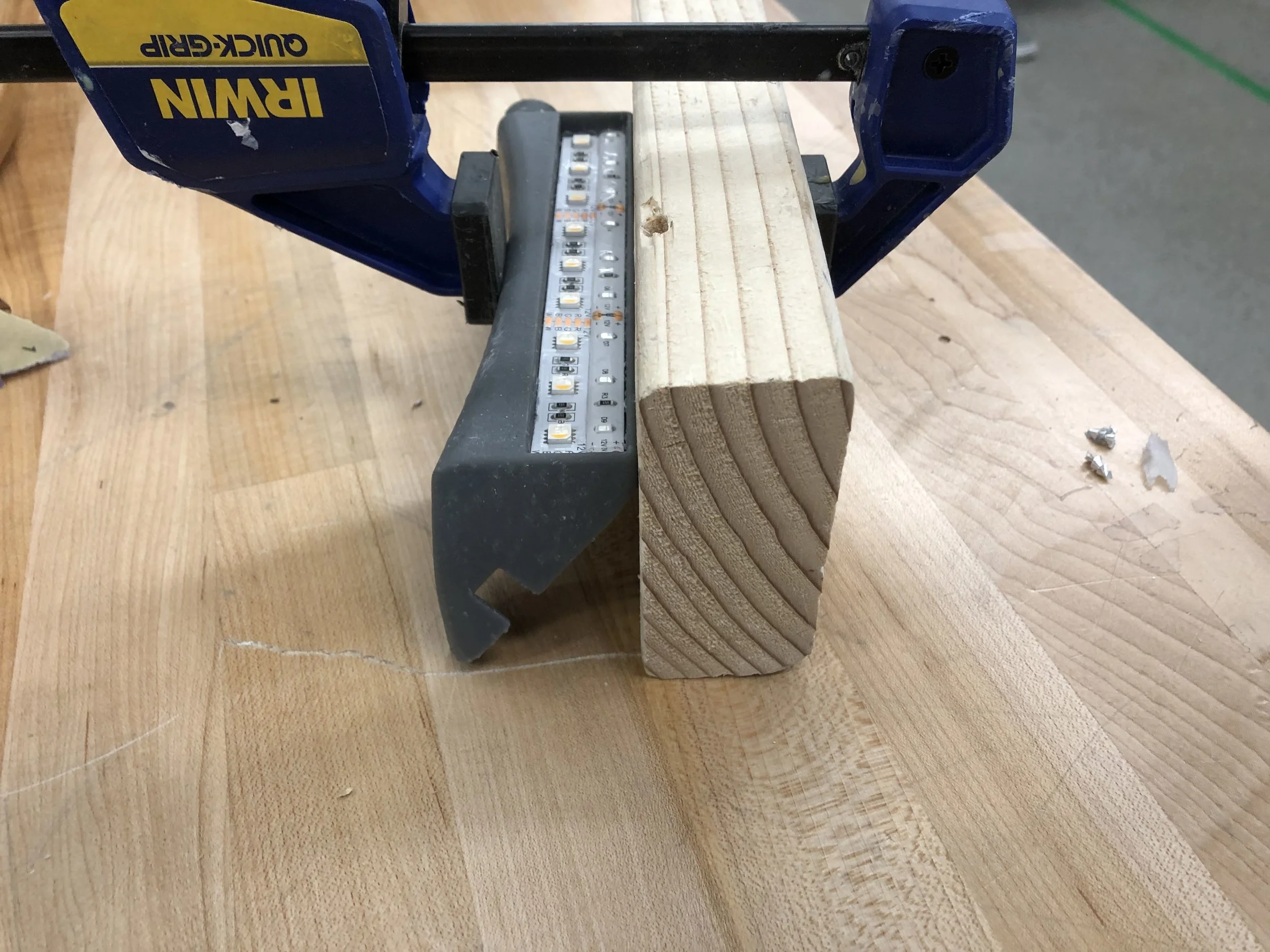 The whole part is clamped level and the resin is poured