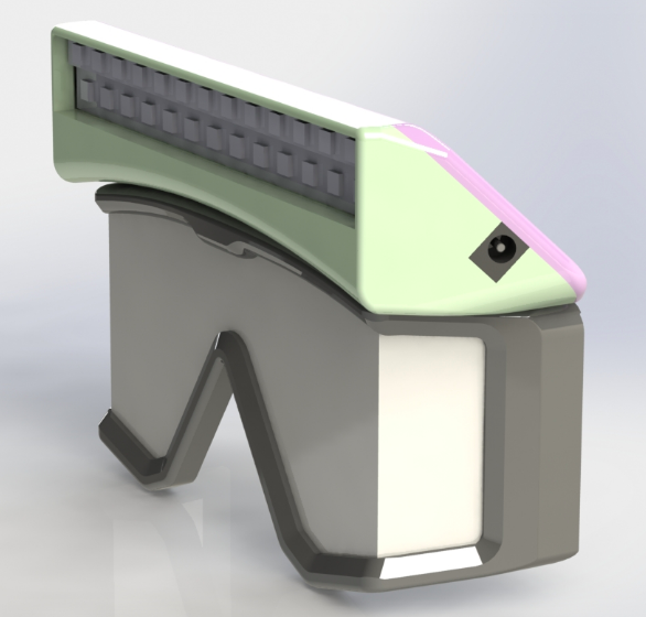 I next create the basic shape and boundaries of the enclosure limited by the mask and the diver’s face. The electronics are then positioned as compactly as possible while still allowing for soldering