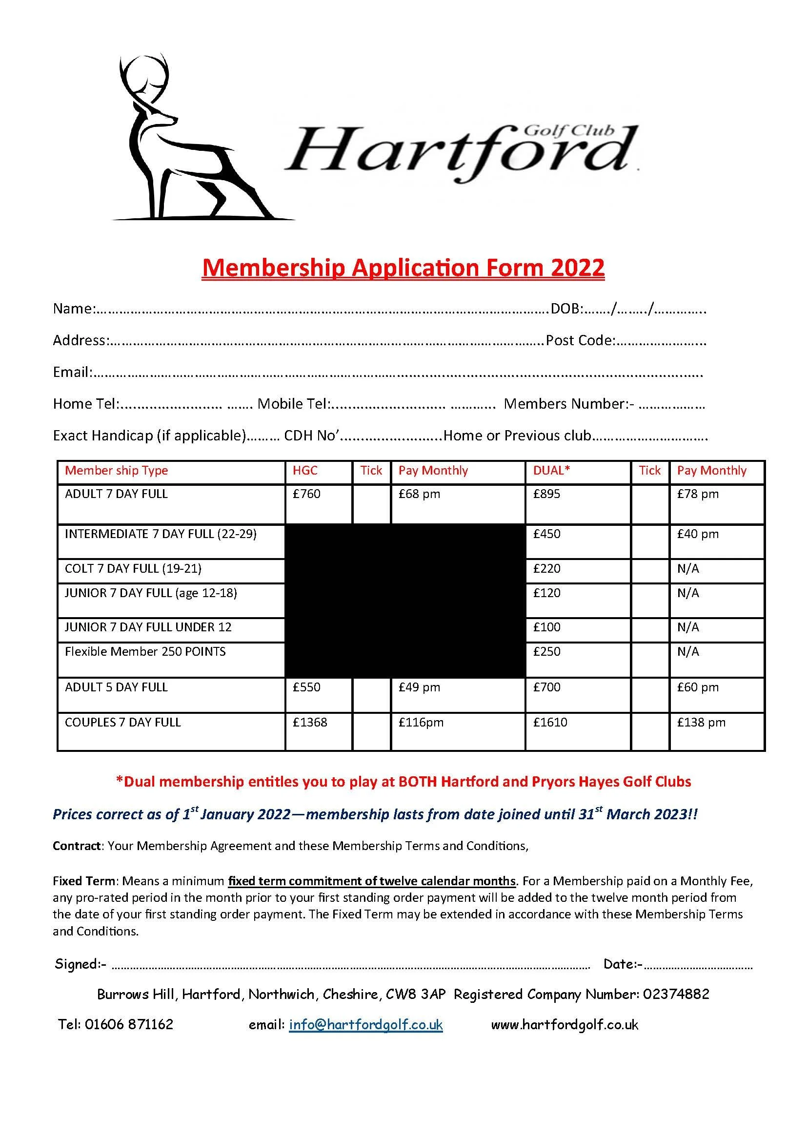 Membership — Hartford Golf Club