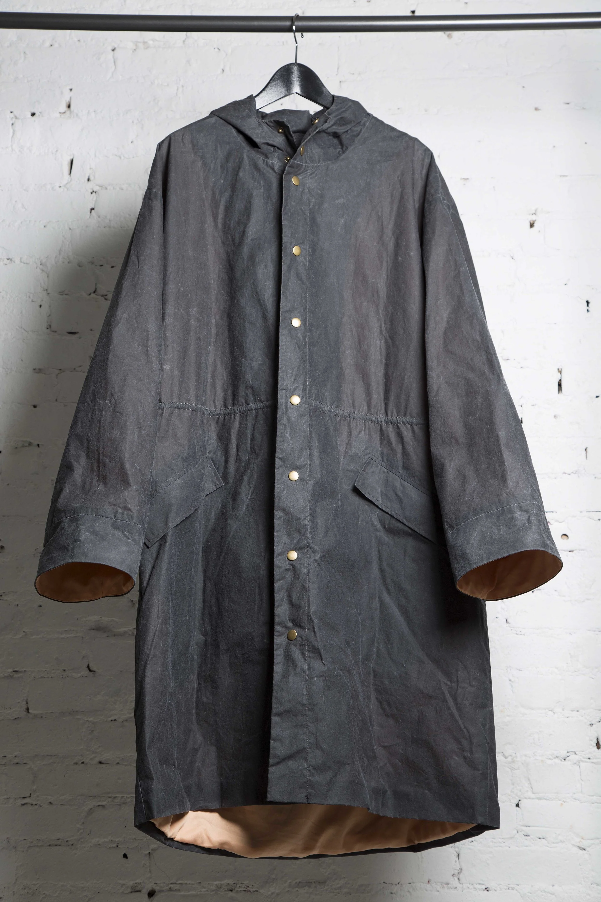 charcoal peach waxed cotton raincoat trevor nathan