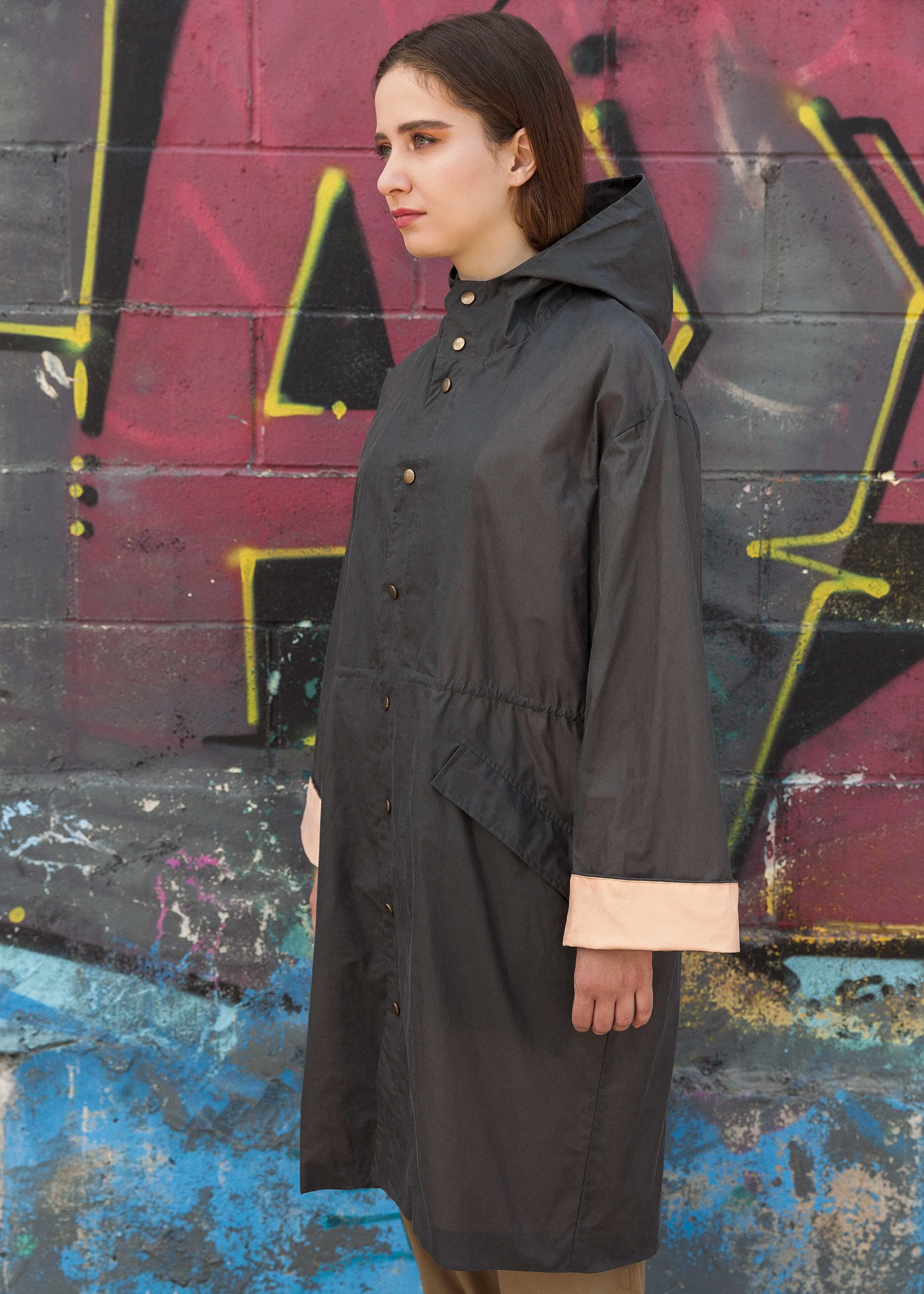 charcoal peach waxed cotton raincoat trevor nathan