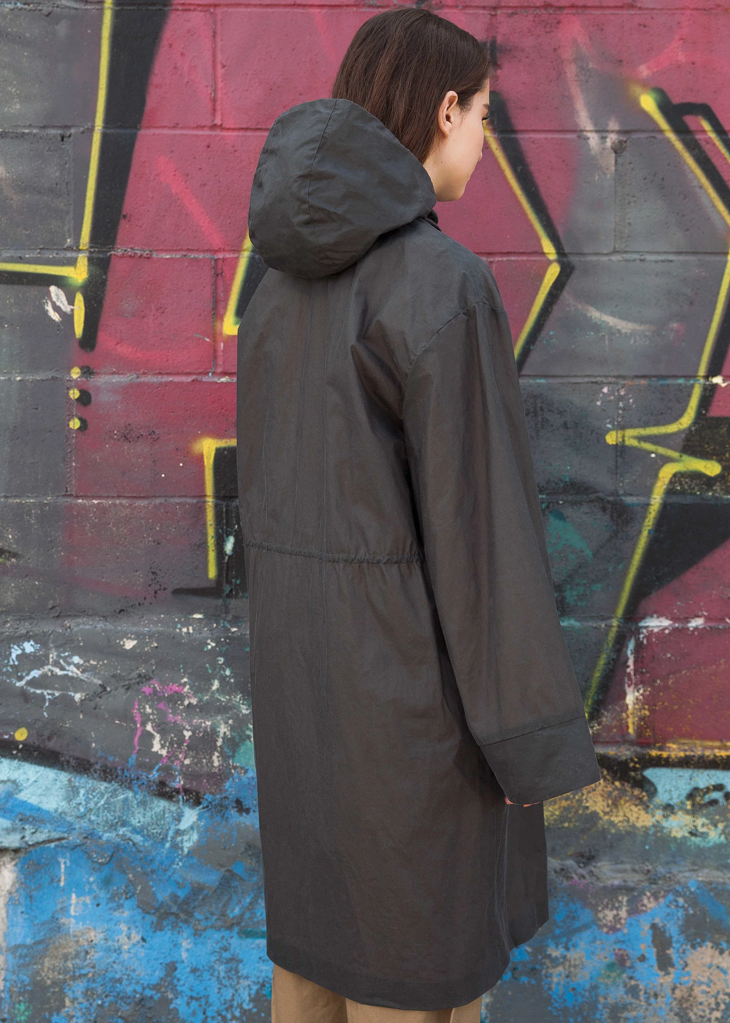 charcoal peach waxed cotton raincoat trevor nathan