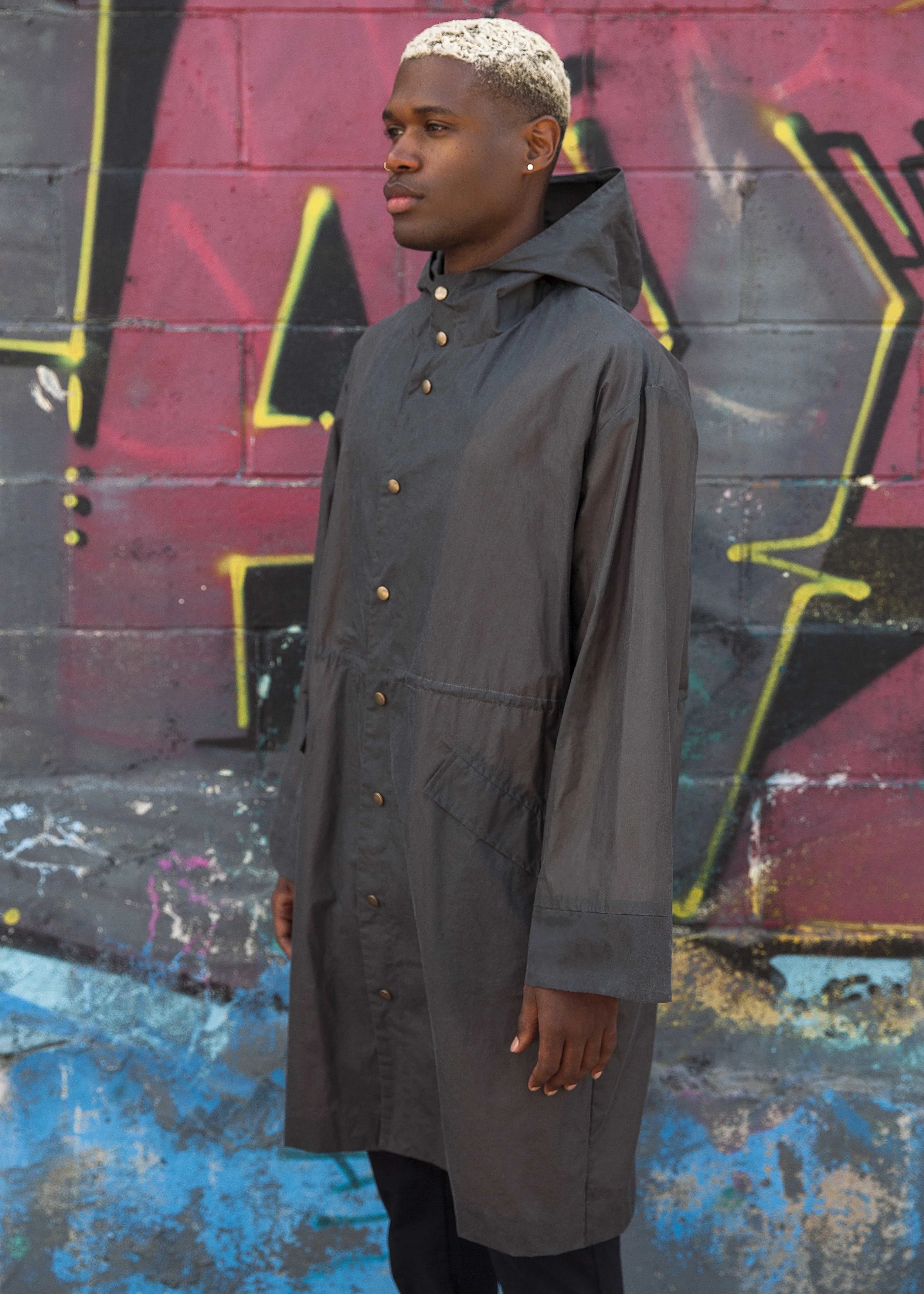 charcoal peach waxed cotton raincoat trevor nathan