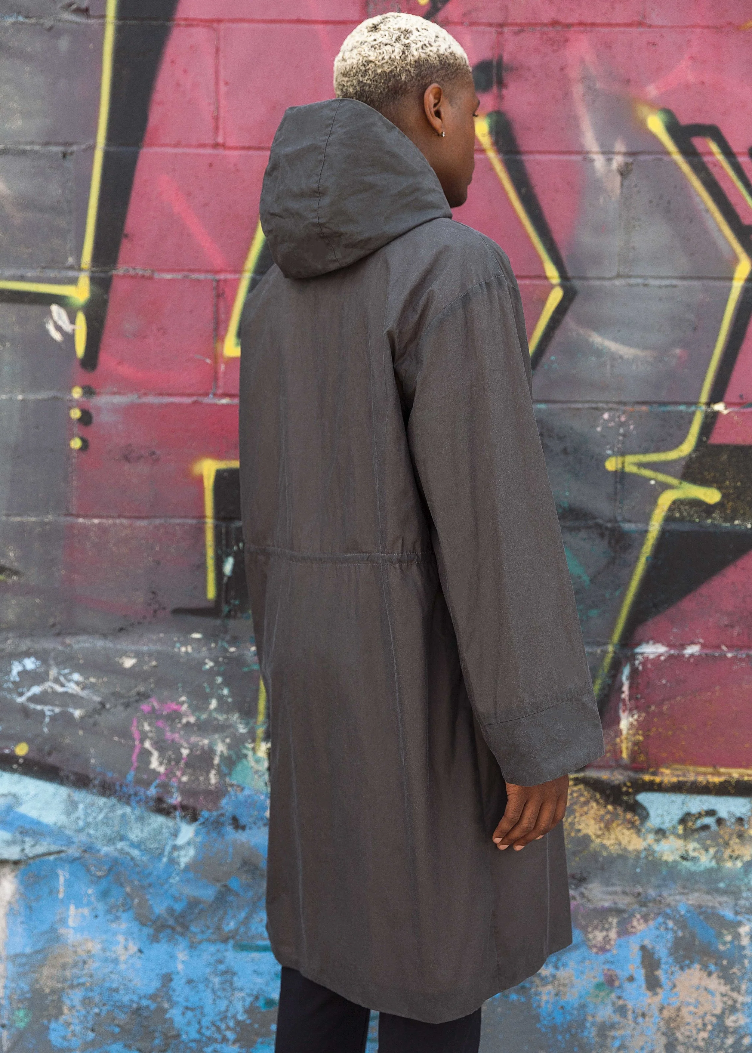 charcoal peach waxed cotton raincoat trevor nathan