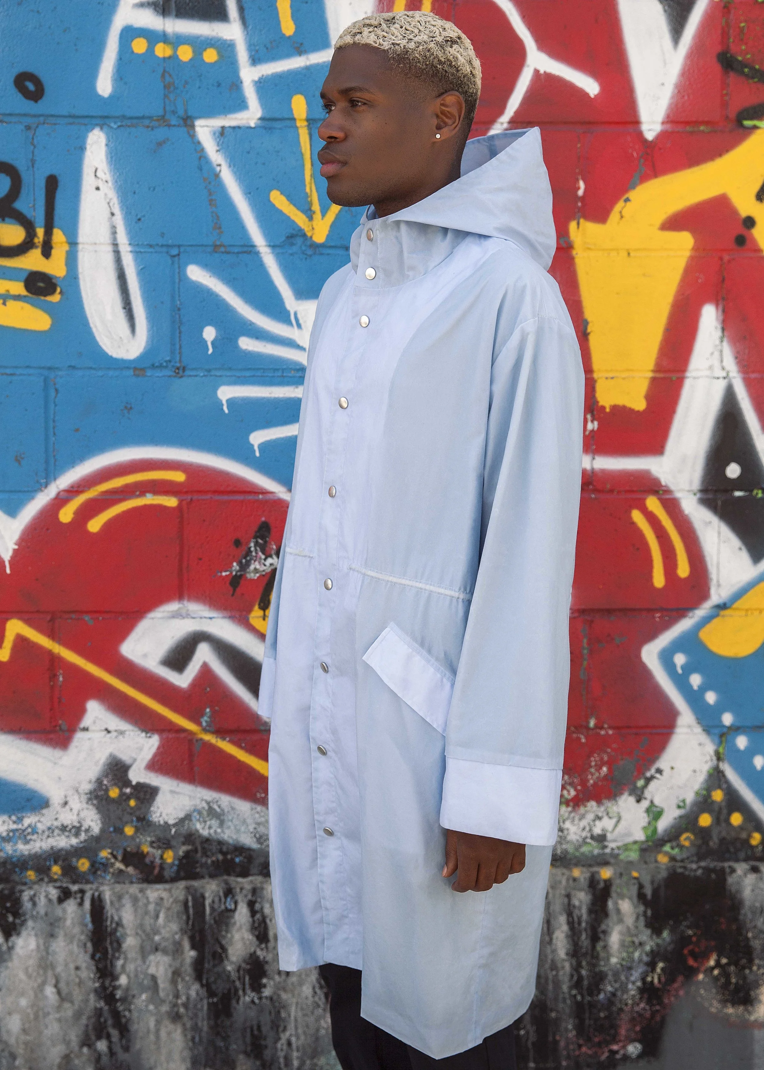 sky blue dark grey waxed cotton raincoat trevor nathan
