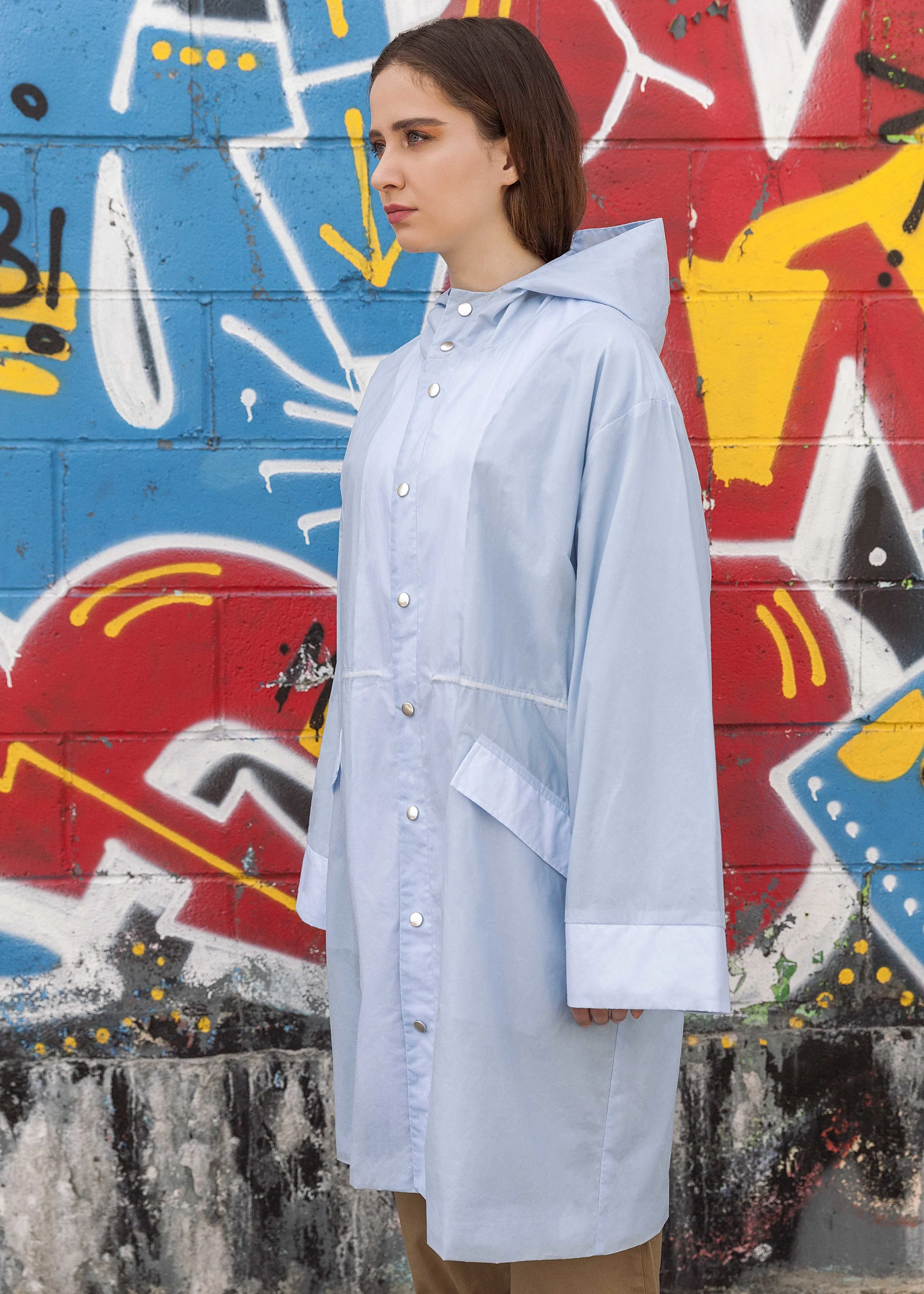 sky blue dark grey waxed cotton raincoat trevor nathan