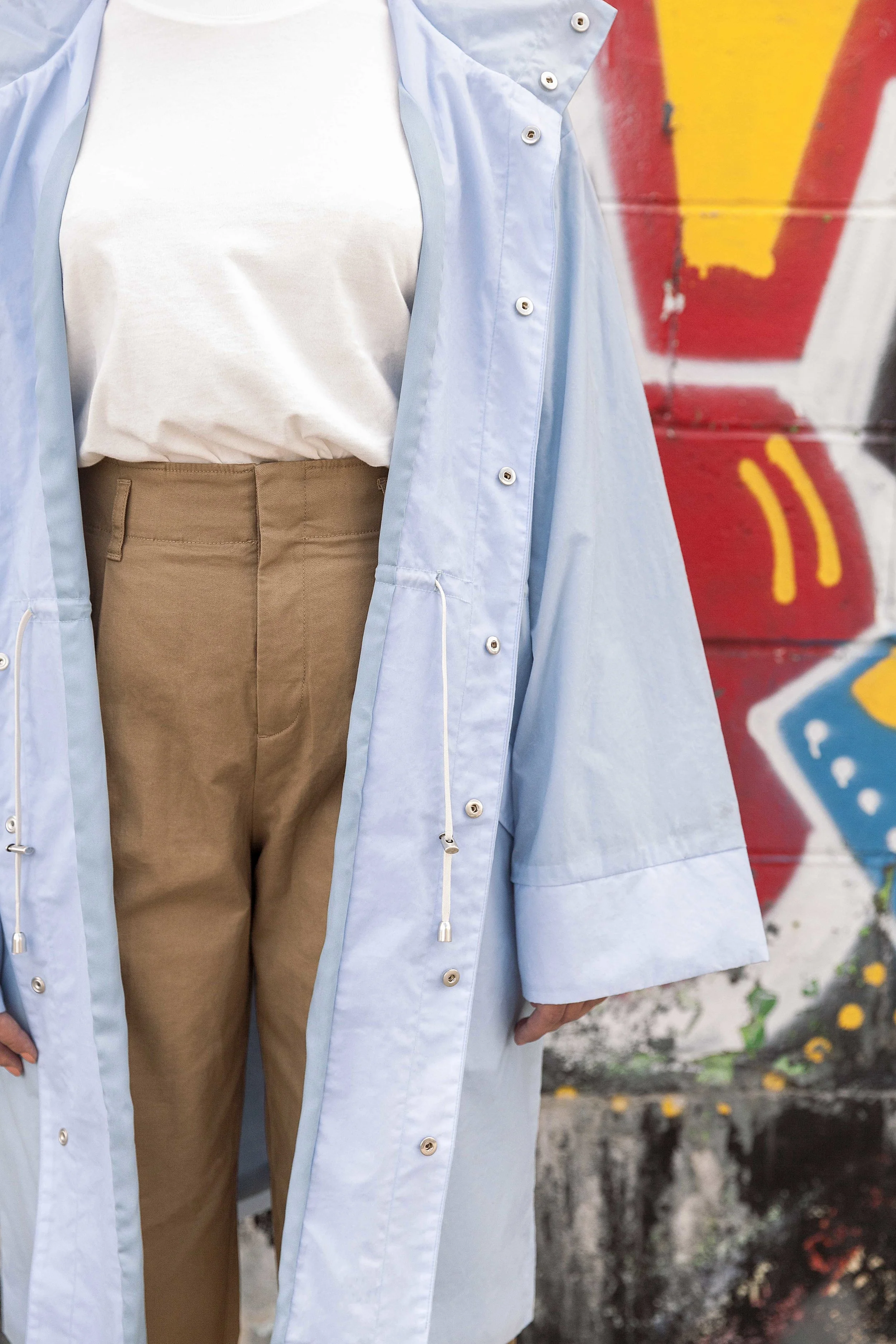 sky blue dark grey waxed cotton raincoat trevor nathan