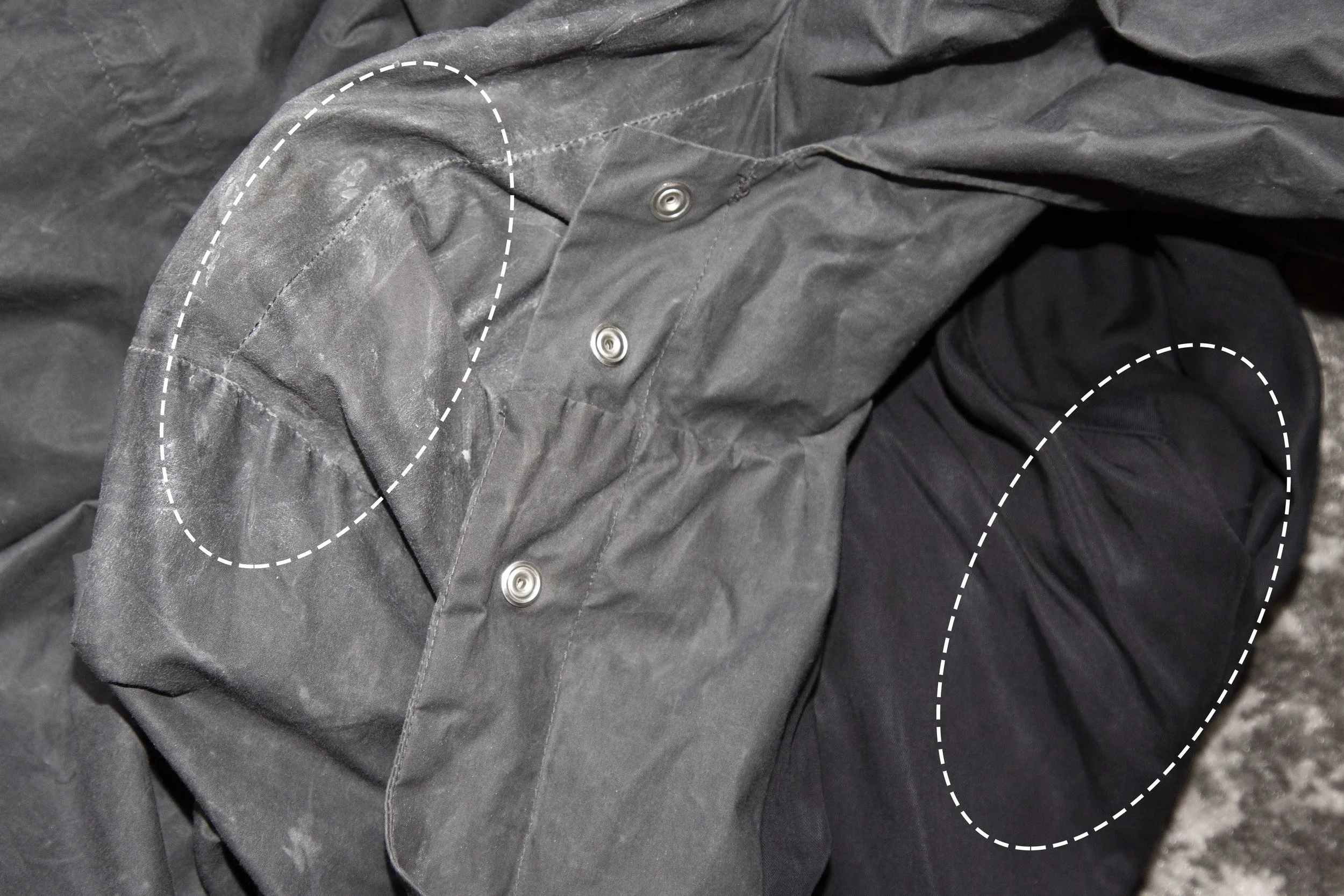 3. Be sure to pull the waxed cotton away from the lining before blow drying, so they are not touching.