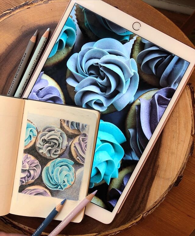 Took a break from waves and went for 🧁 this week! .
.
.
#cherrybomb #foodillustration #cupcakesofinstagram #isolationart #isolationartschool #prismacolor #prismacolorpencils