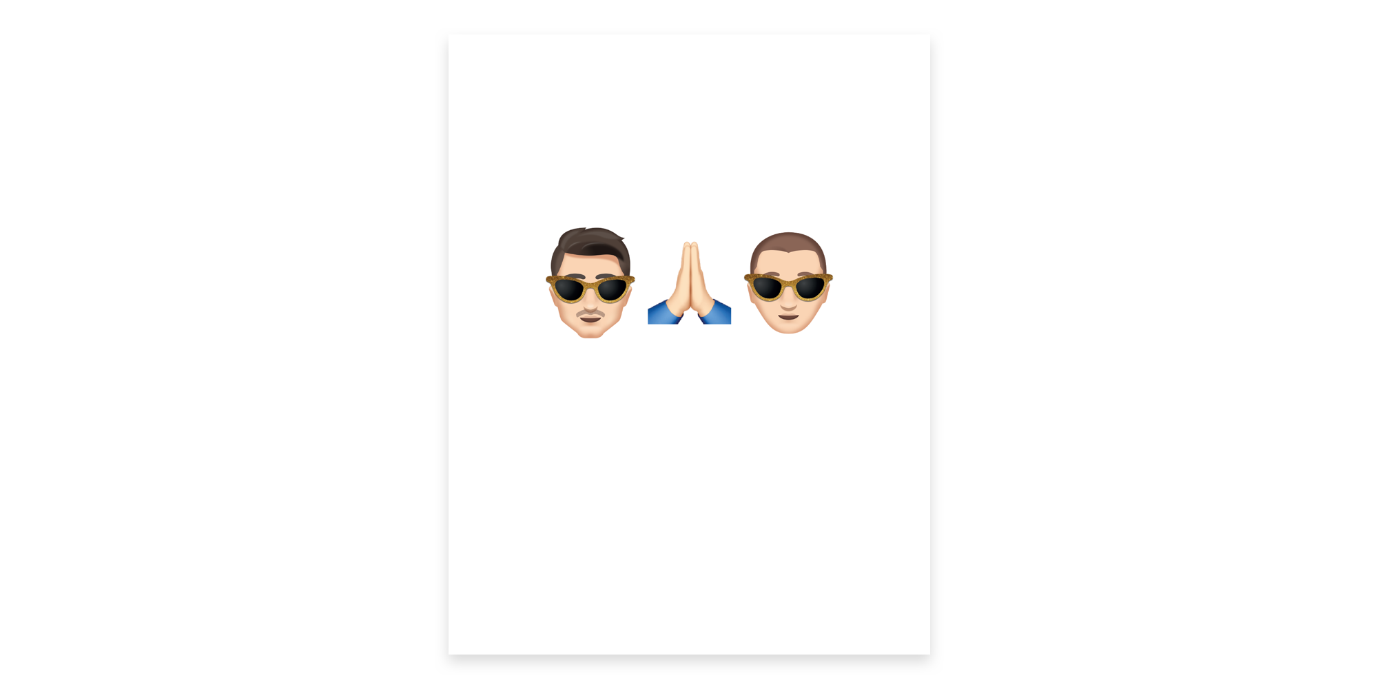Our thank you cards were minimal, showing our signature emoji with praying hands in the middle.