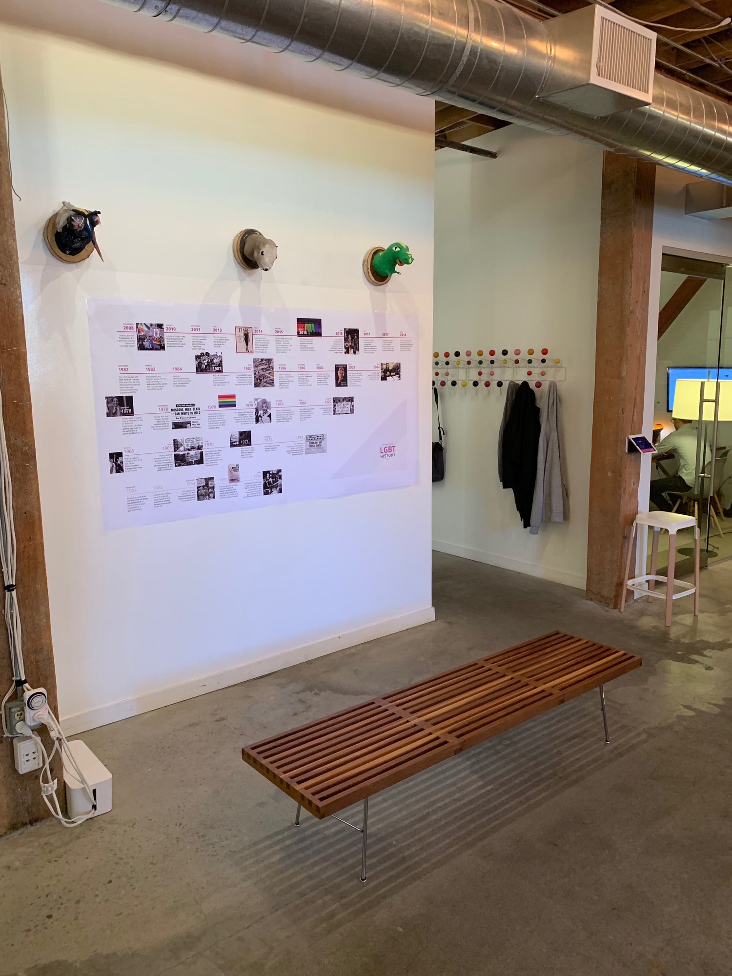 We displayed the timeline where people could sit, learn, and reflect.