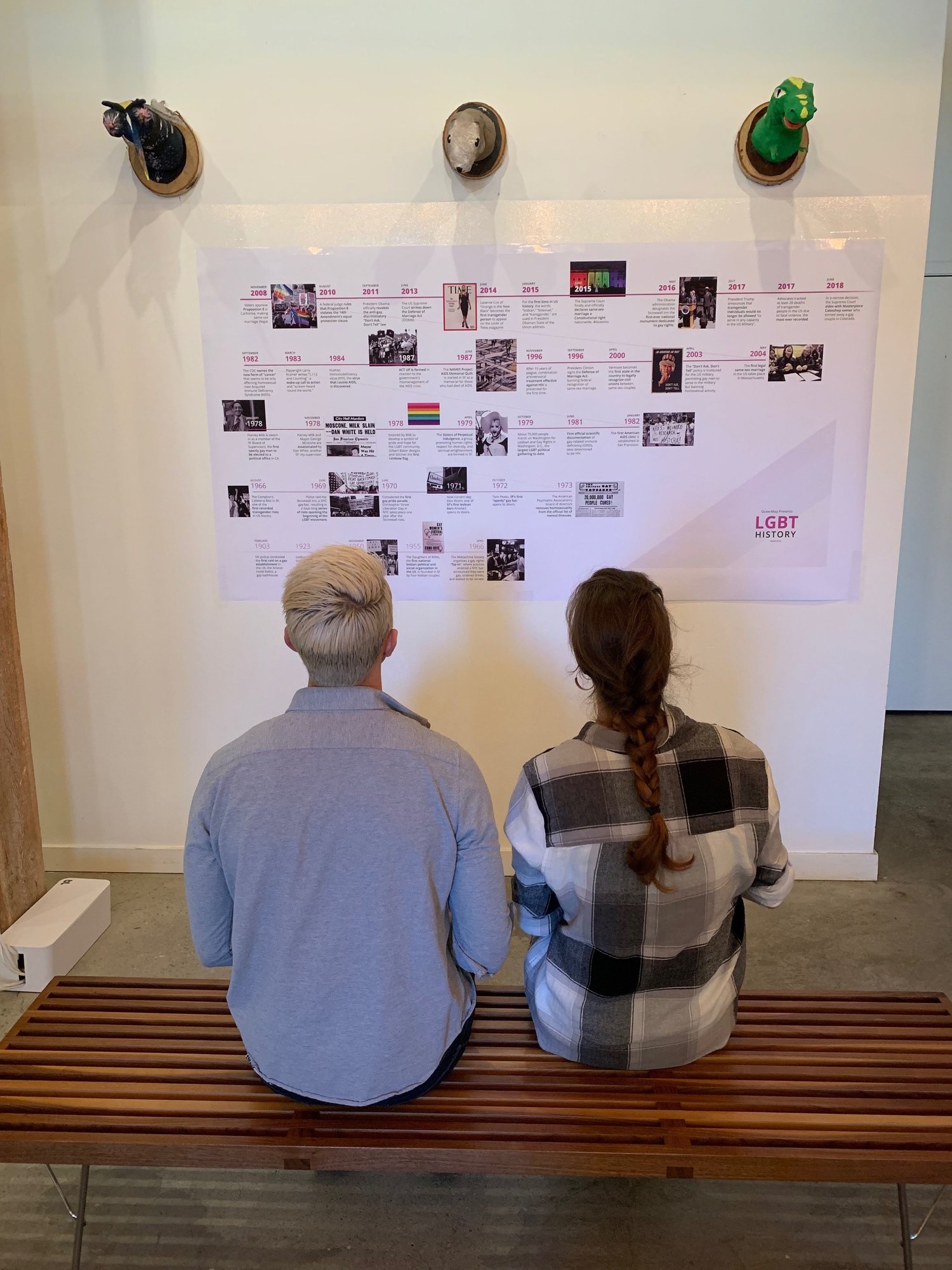 A colleague and I sit and view the LGBT timeline.