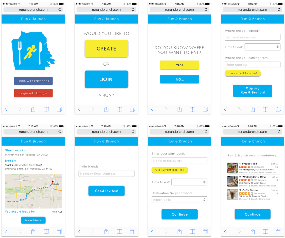 Mockups of the mobile web app with branding applied.