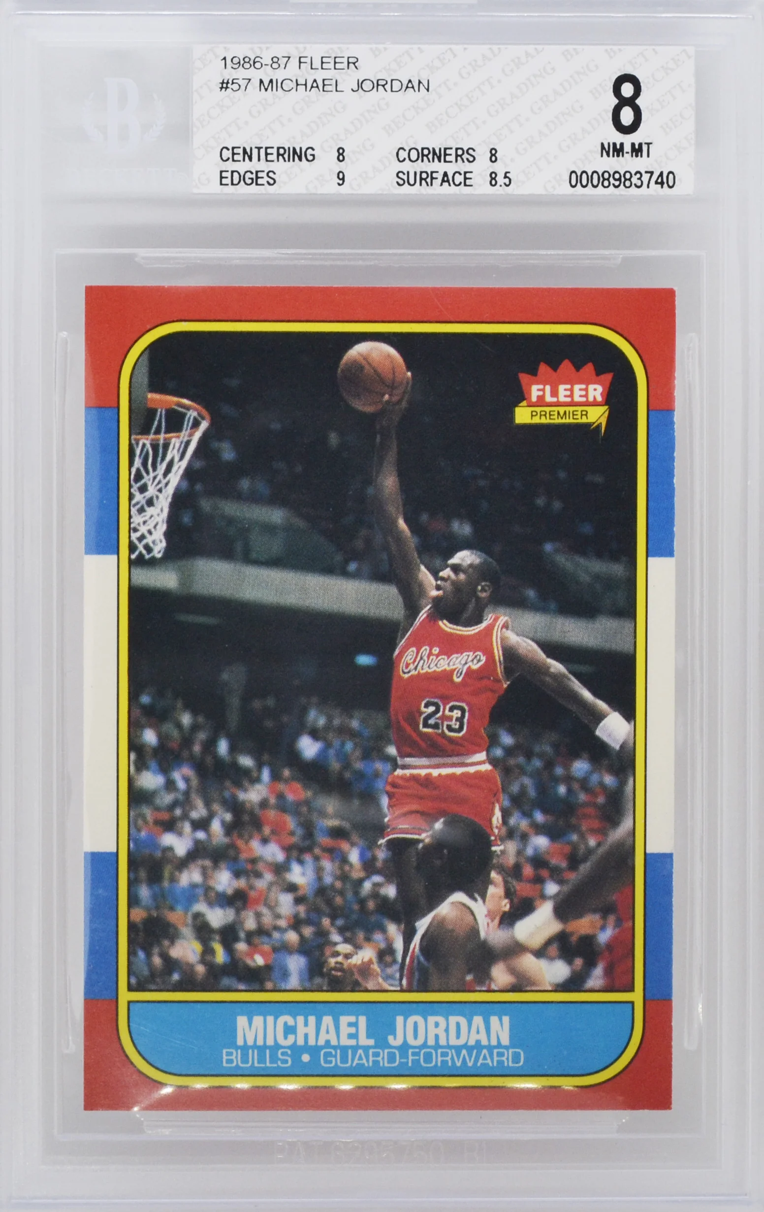 1986 Fleer Michael Jordan Rookie Card BGS 8