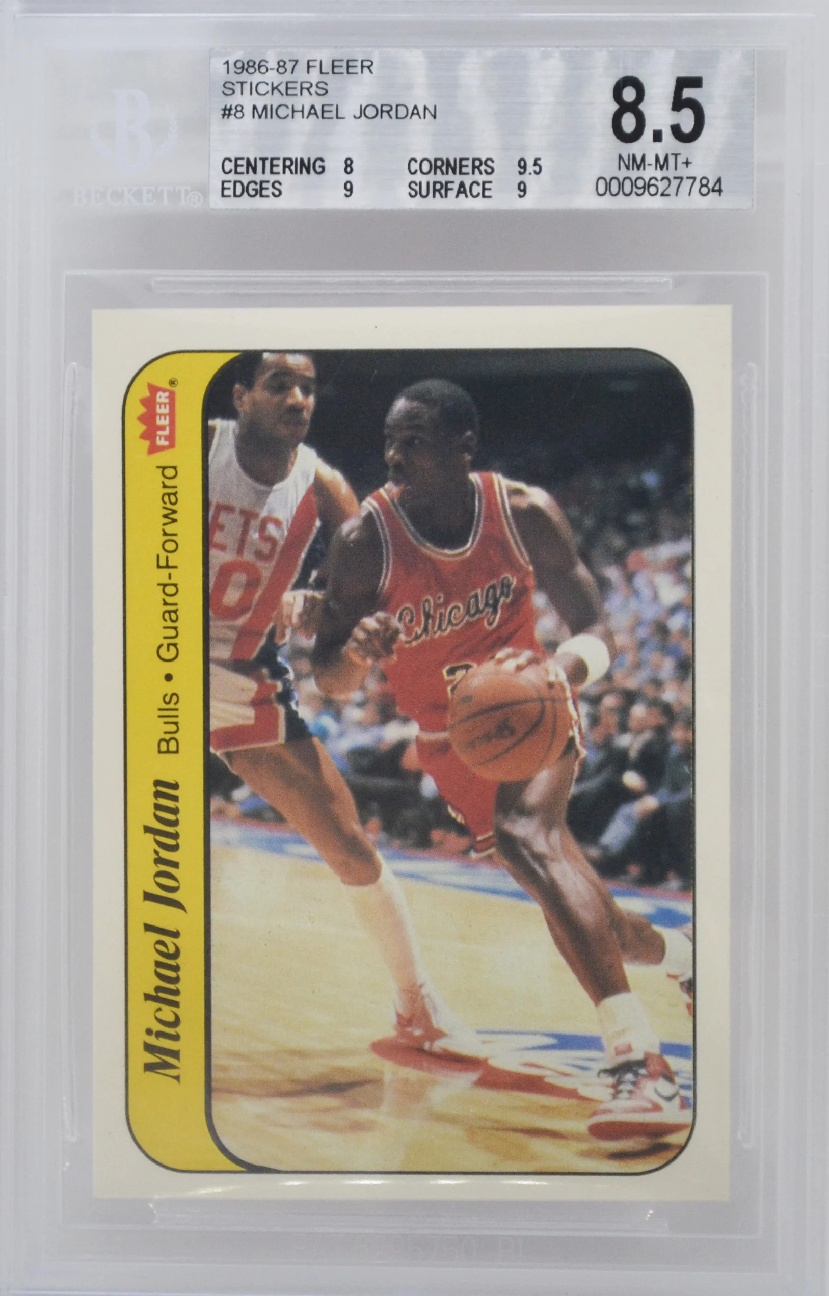 1986 Fleer Sticker Michael Jordan RC BGS 8.5