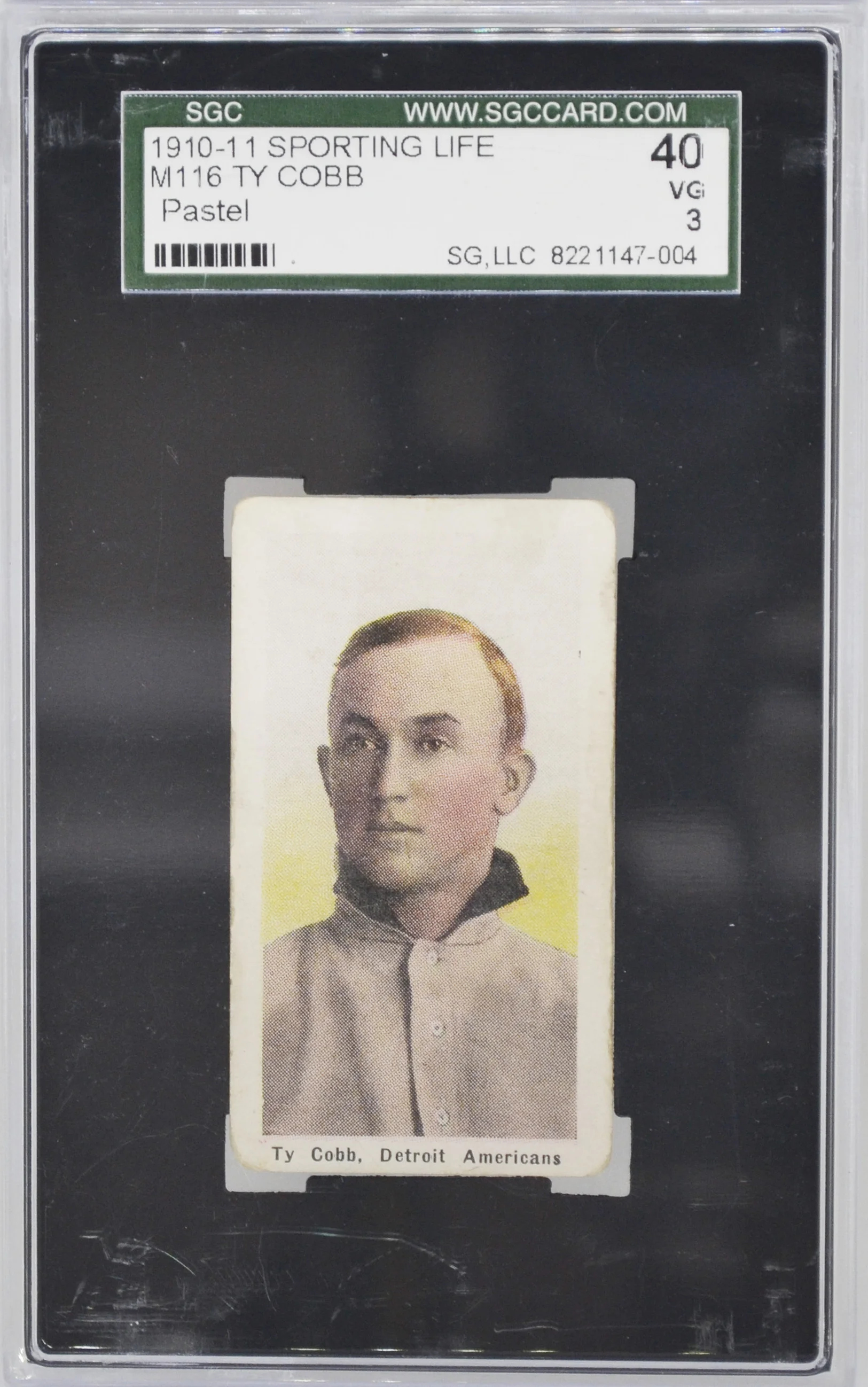 1910-11 Sporting Life M116 Ty Cobb Pastel SGC 40 VG 3