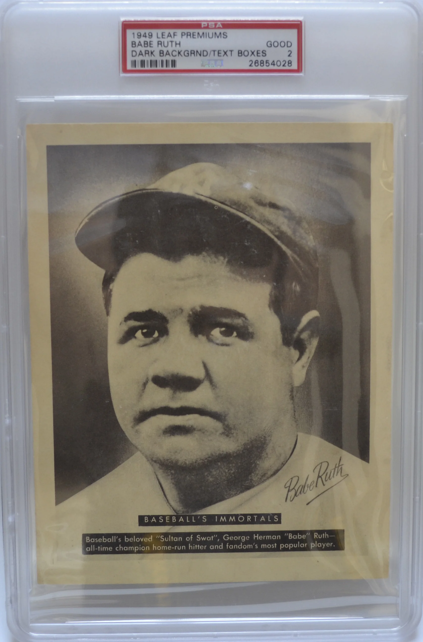 1949 Leaf Premiums Babe Ruth PSA 2 Good