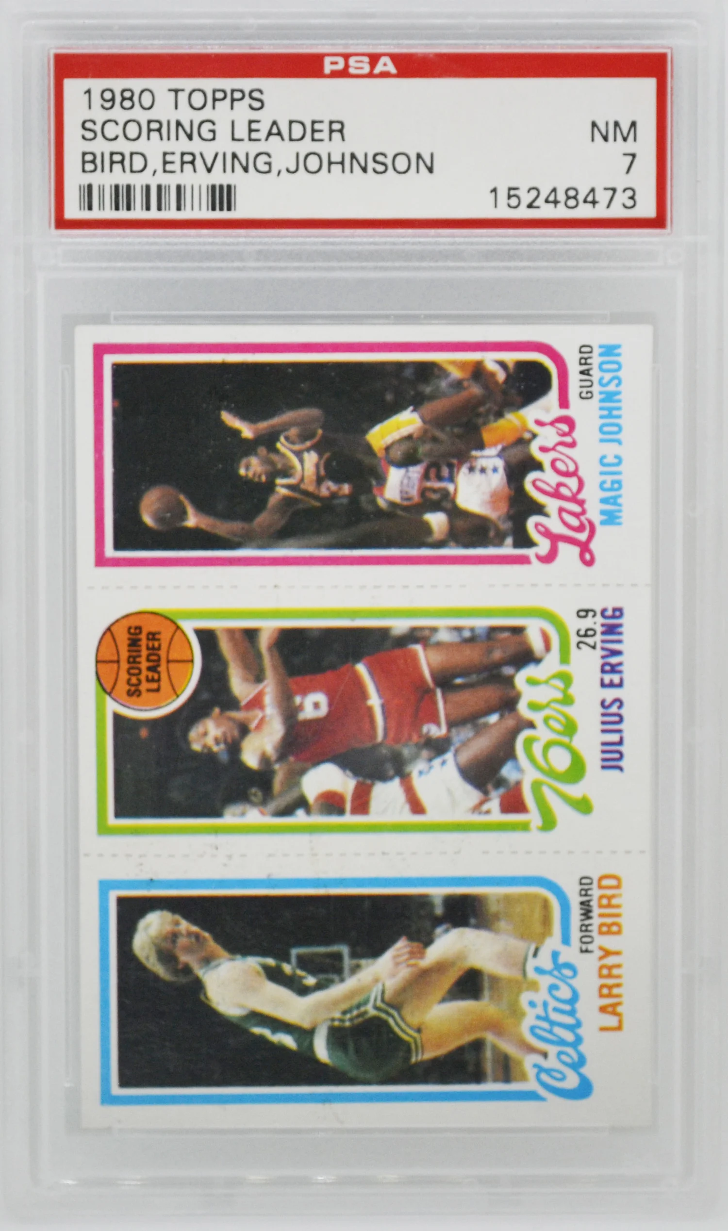 1980-81 Topps Magic Johnson Larry Bird Julius Erving RC PSA 7