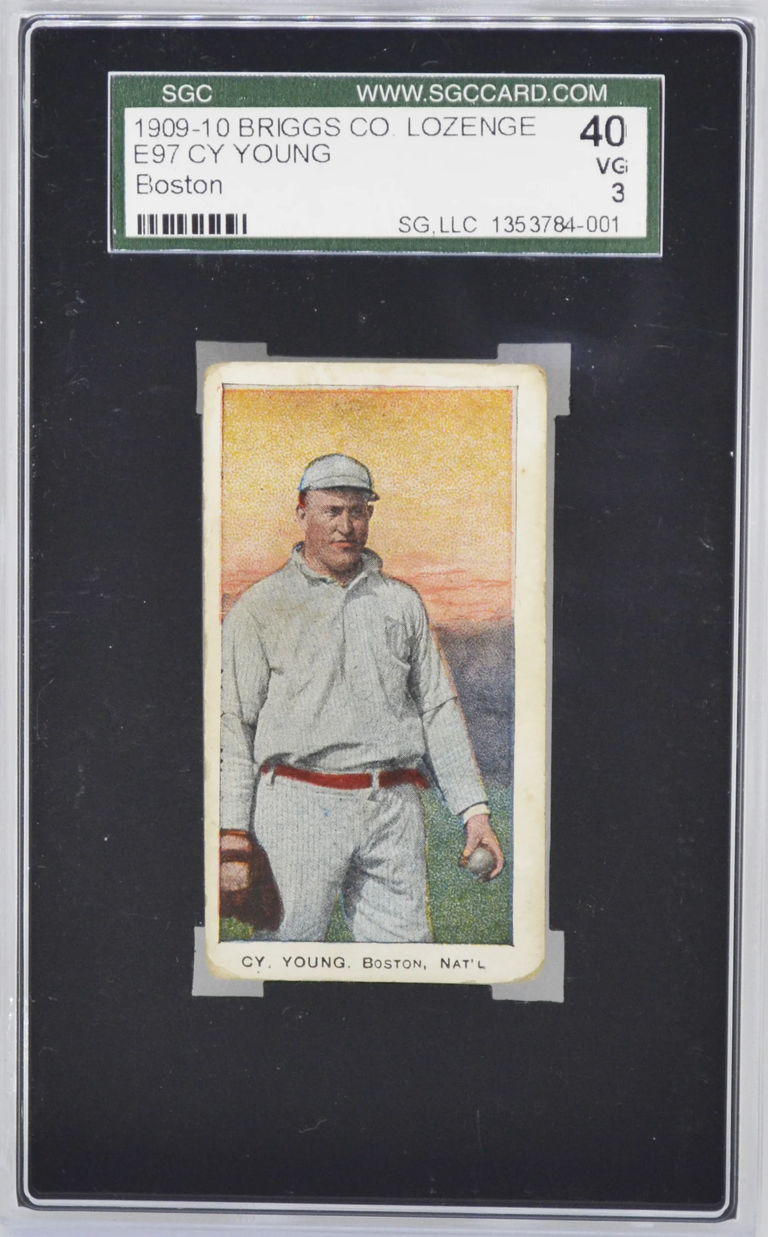 1909-10 Briggs Co Lozenge Cy Young Color SGC 40 VG 3