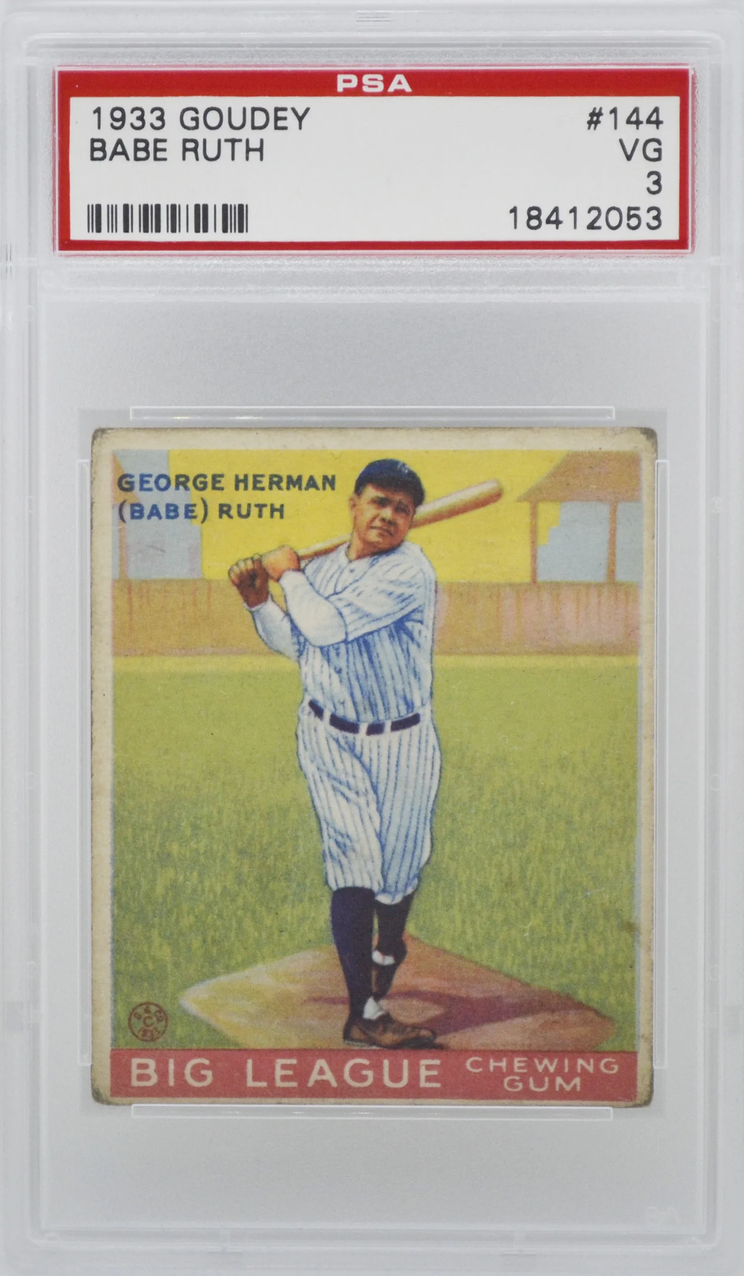 1933 Goudey Babe Ruth #144 PSA 3 VG