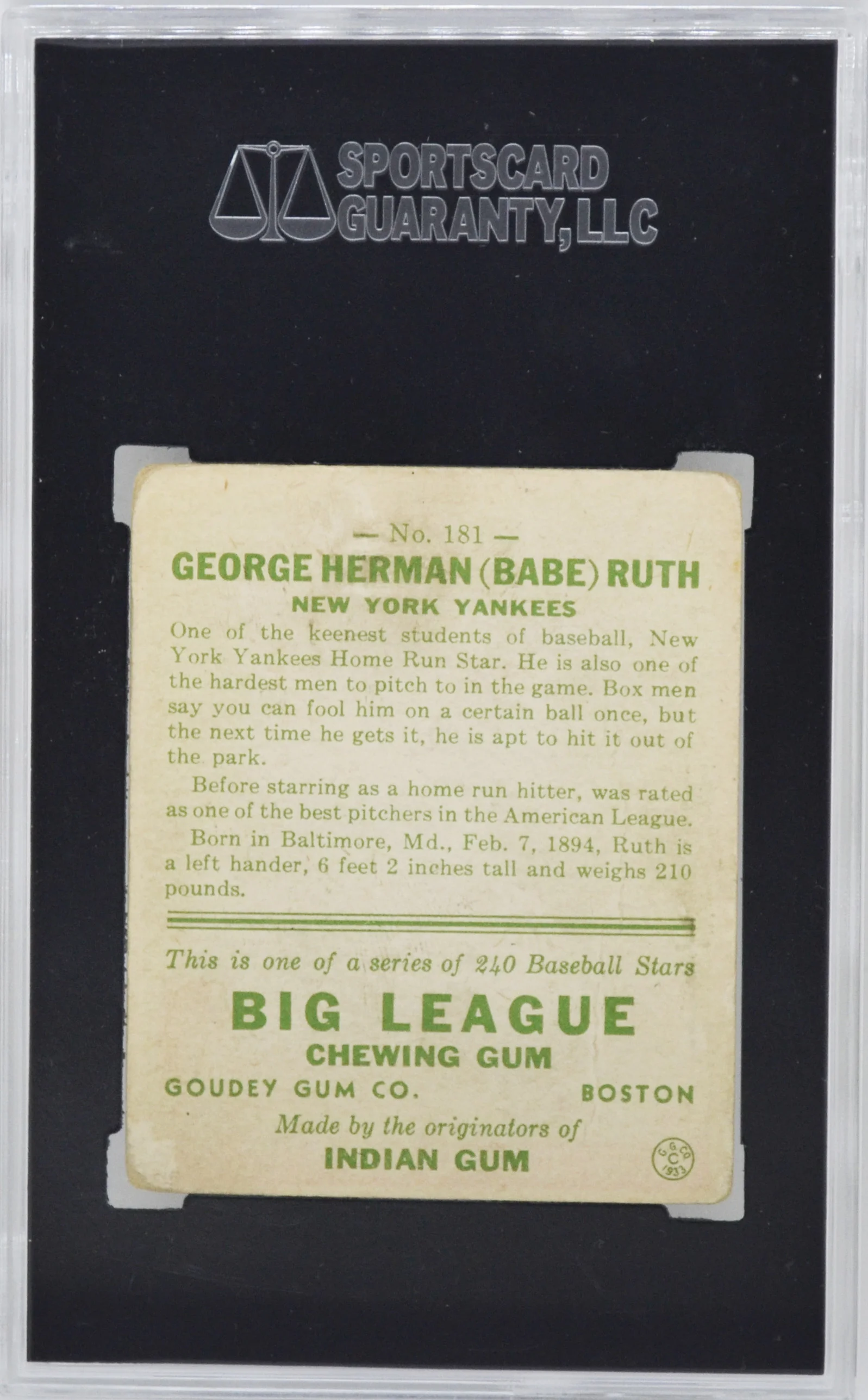 1933 Goudey Babe Ruth #181
