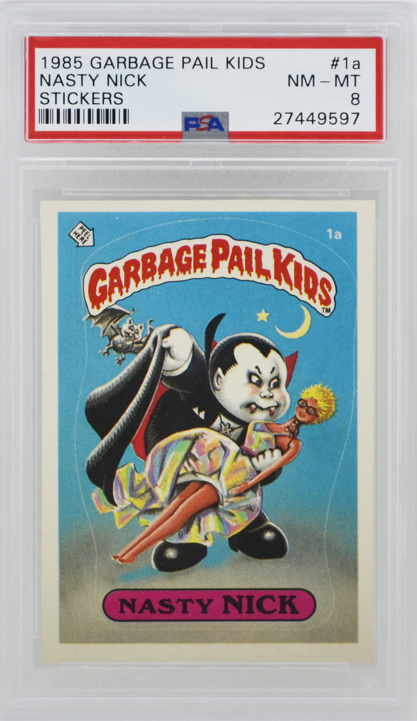 1985 Garbage Pail Kids Nasty Nick 1a PSA 8 NM-MT