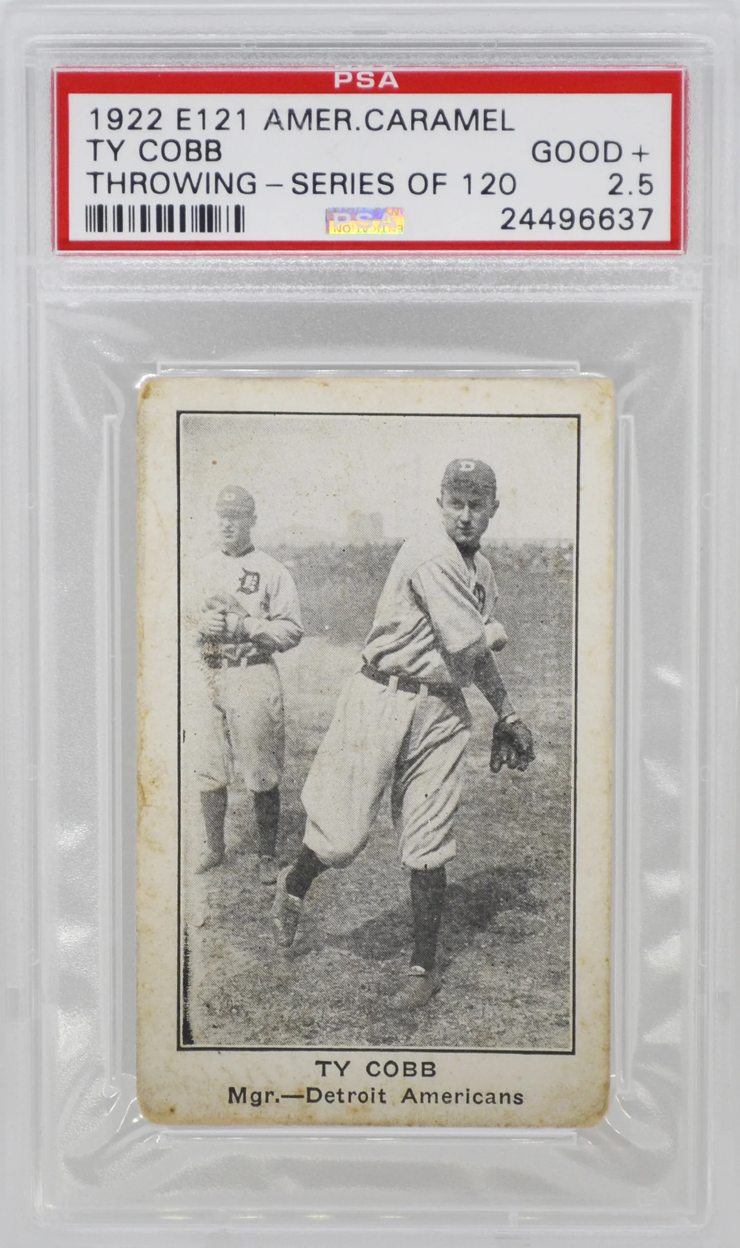 1922 E121 American Caramel Ty Cobb Throwing PSA 2.5 Good+
