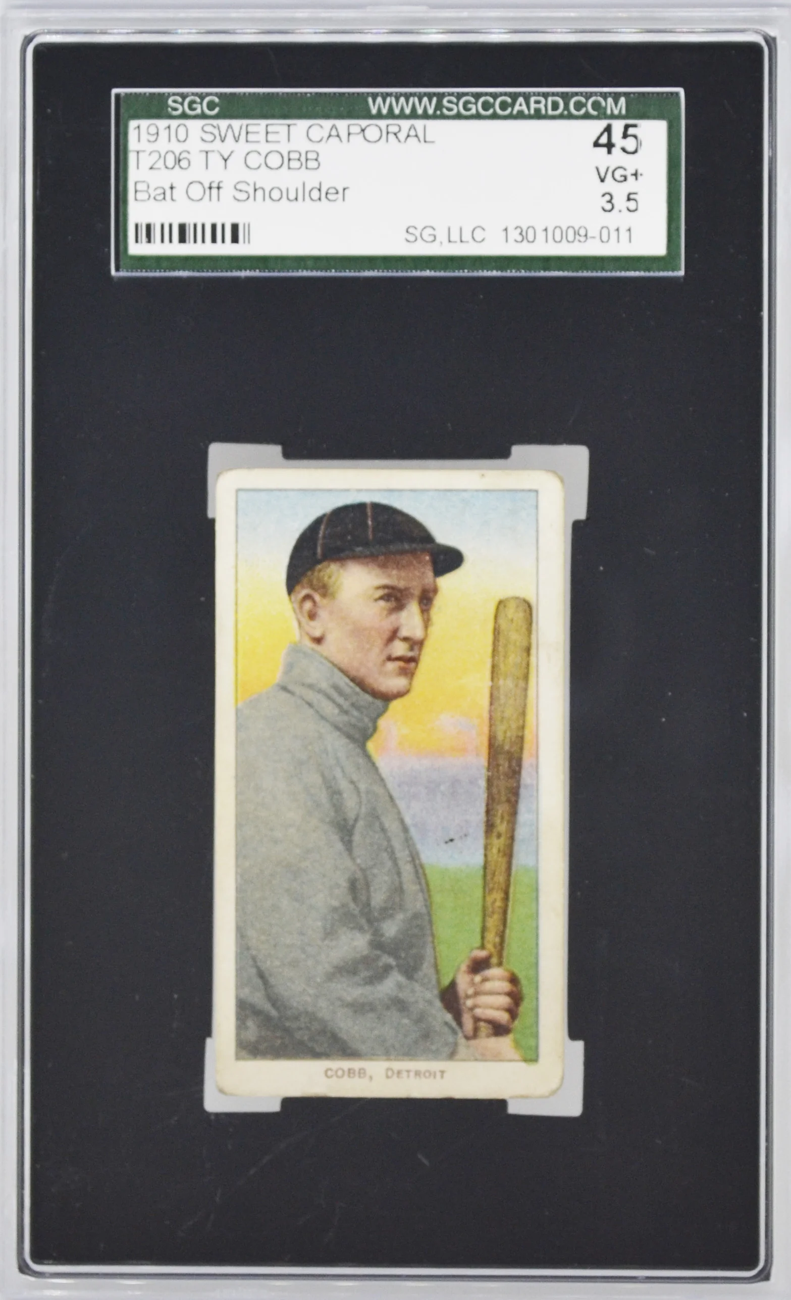1910 T206 Sweet Caporal Ty Cobb Bat Off Shoulder SGC 45 3.5