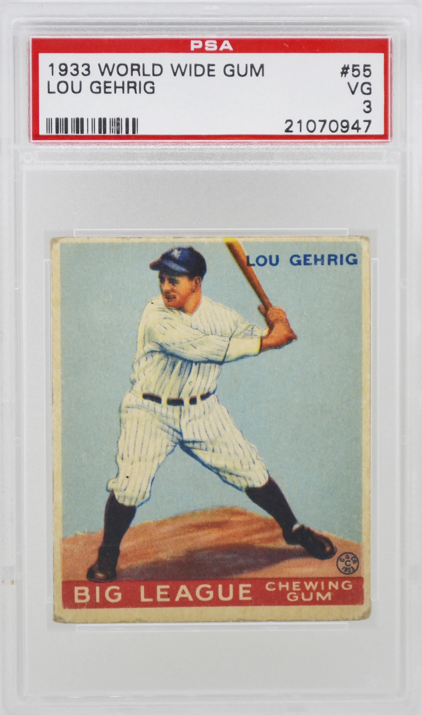 1933 World Wide Gum Lou Gehrig #55 PSA 3 