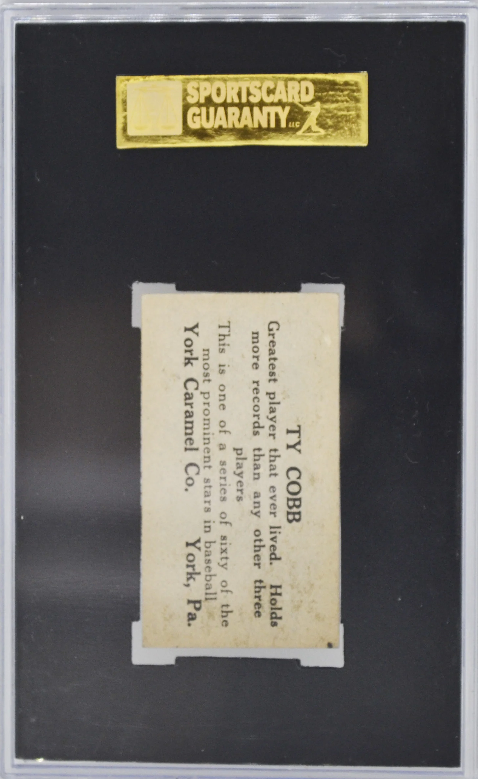1927 York Caramels E210 Ty Cobb SGC Back.jpg