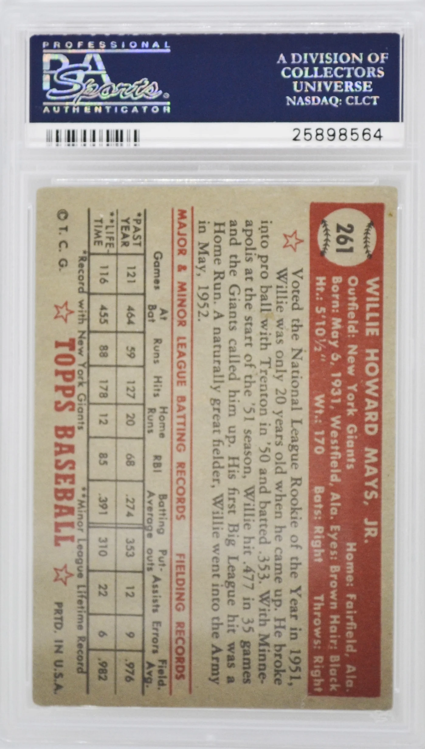 1952 Topps Willie Mays