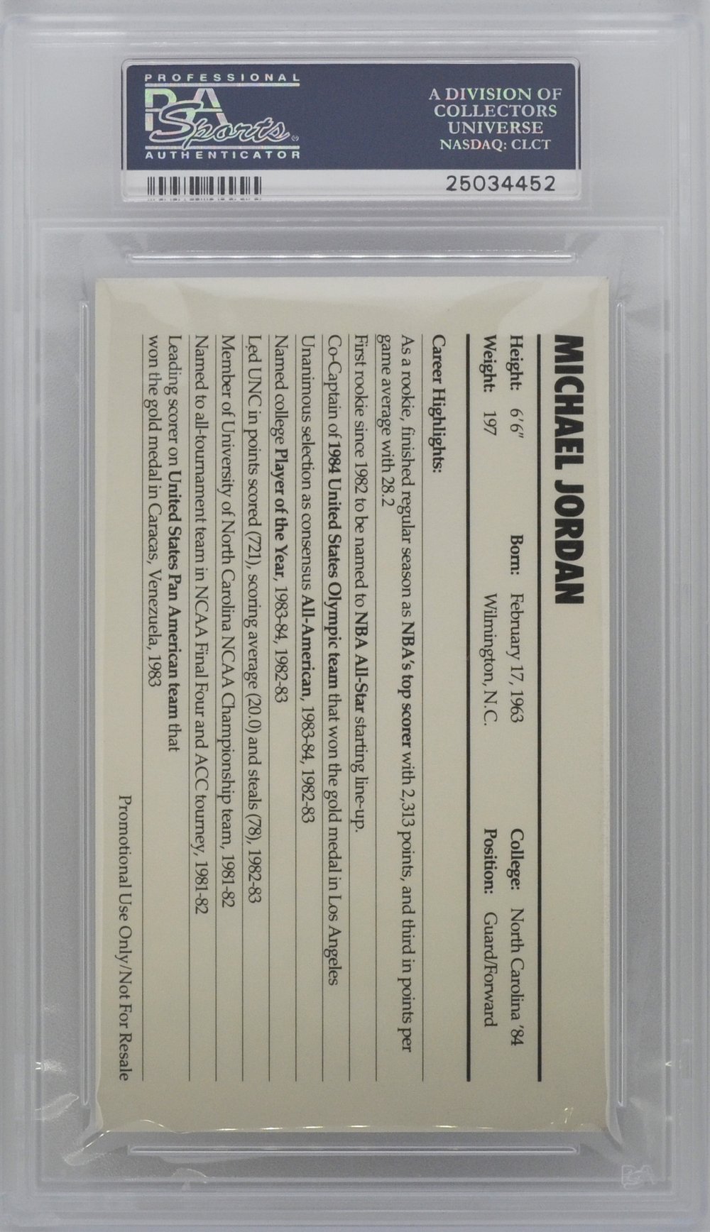 1985 Nike Promo Michael Jordan PSA 8 — Top Sports Cards
