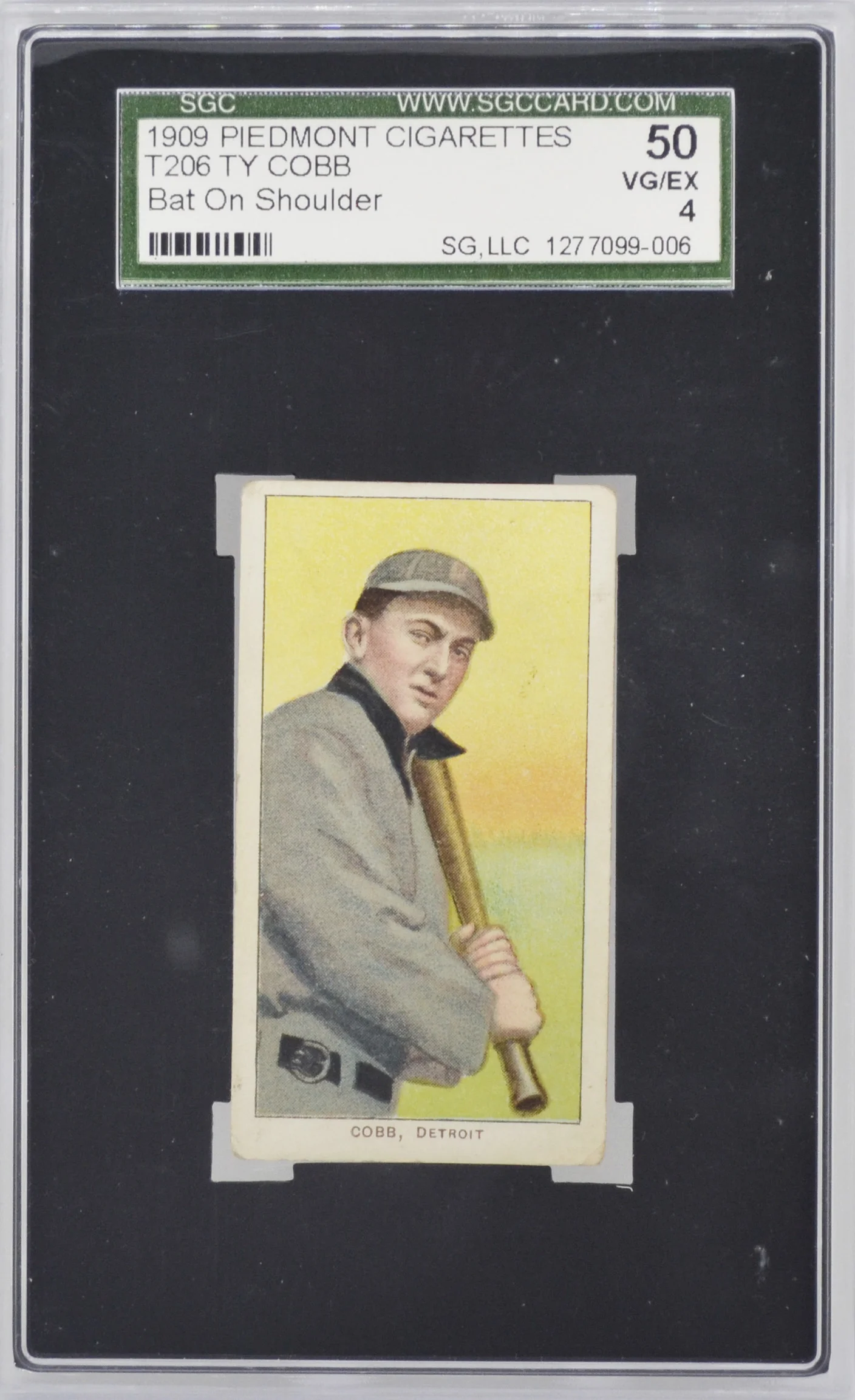 1909 T206 Piedmont Ty Cobb Bat on Shoulder SGC 50 VG-EX 4
